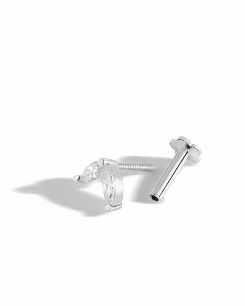 Twin Petals Flat Back Screw Stud Earrings