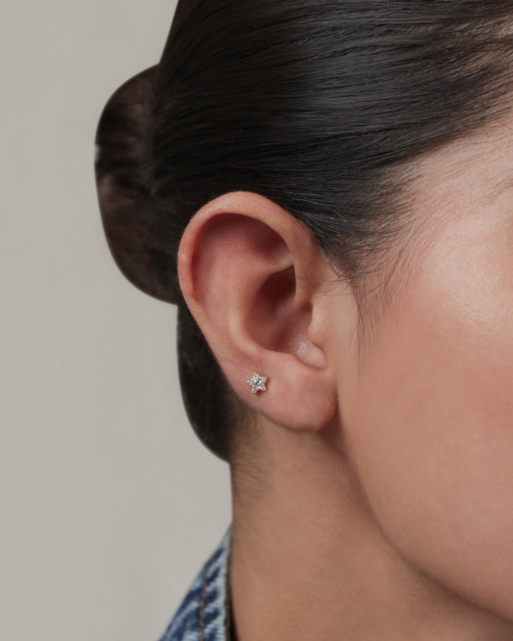 Star Threaded Flat Back Screw Stud Earrings