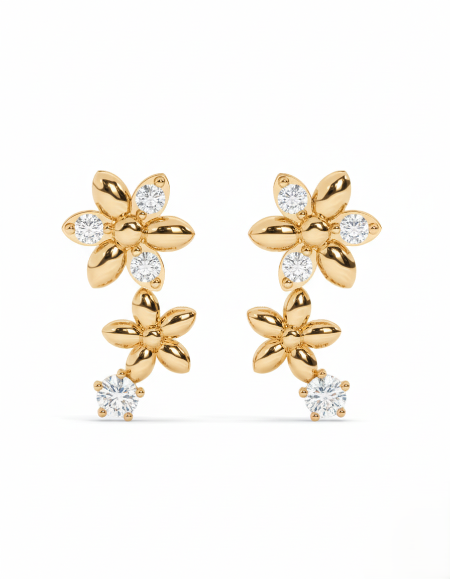 Dainty Floral Curve Stud Earrings