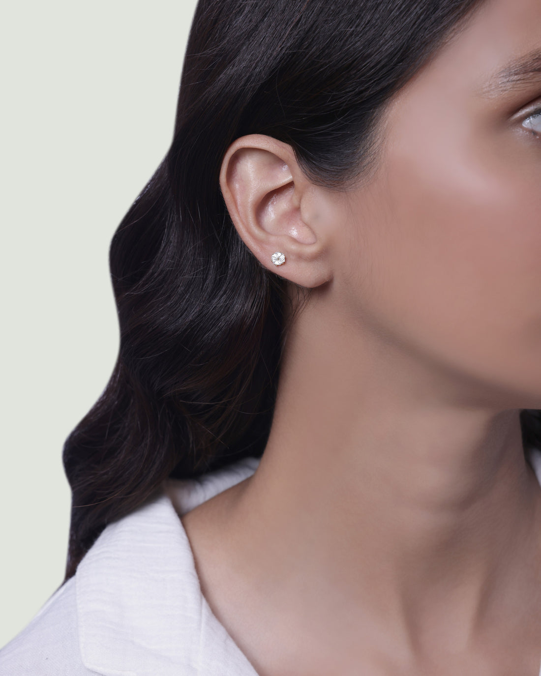 Zirconia Bouquet Floral Flat Back Stud Earrings