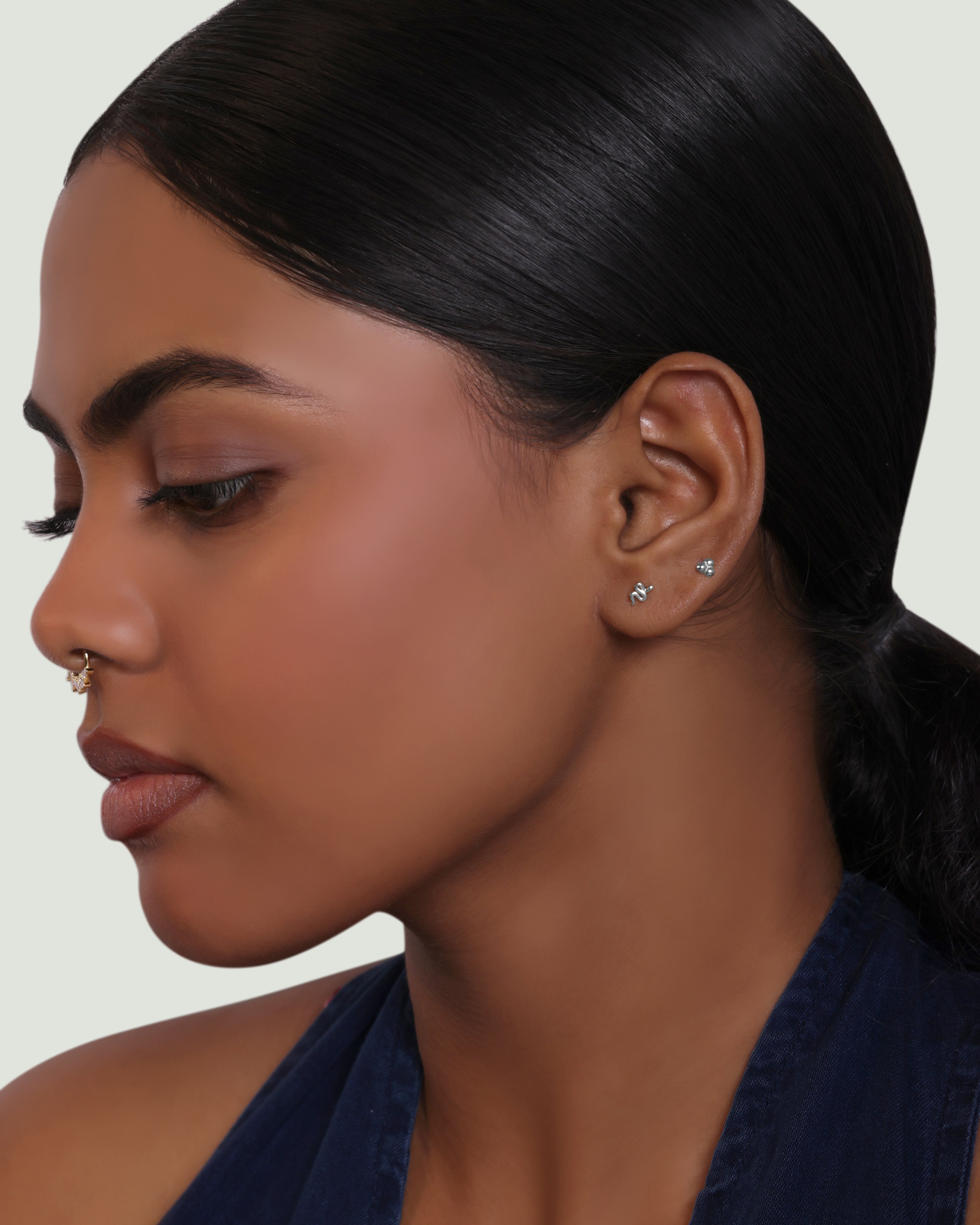 Serpentine Flat Back Stud Earrings