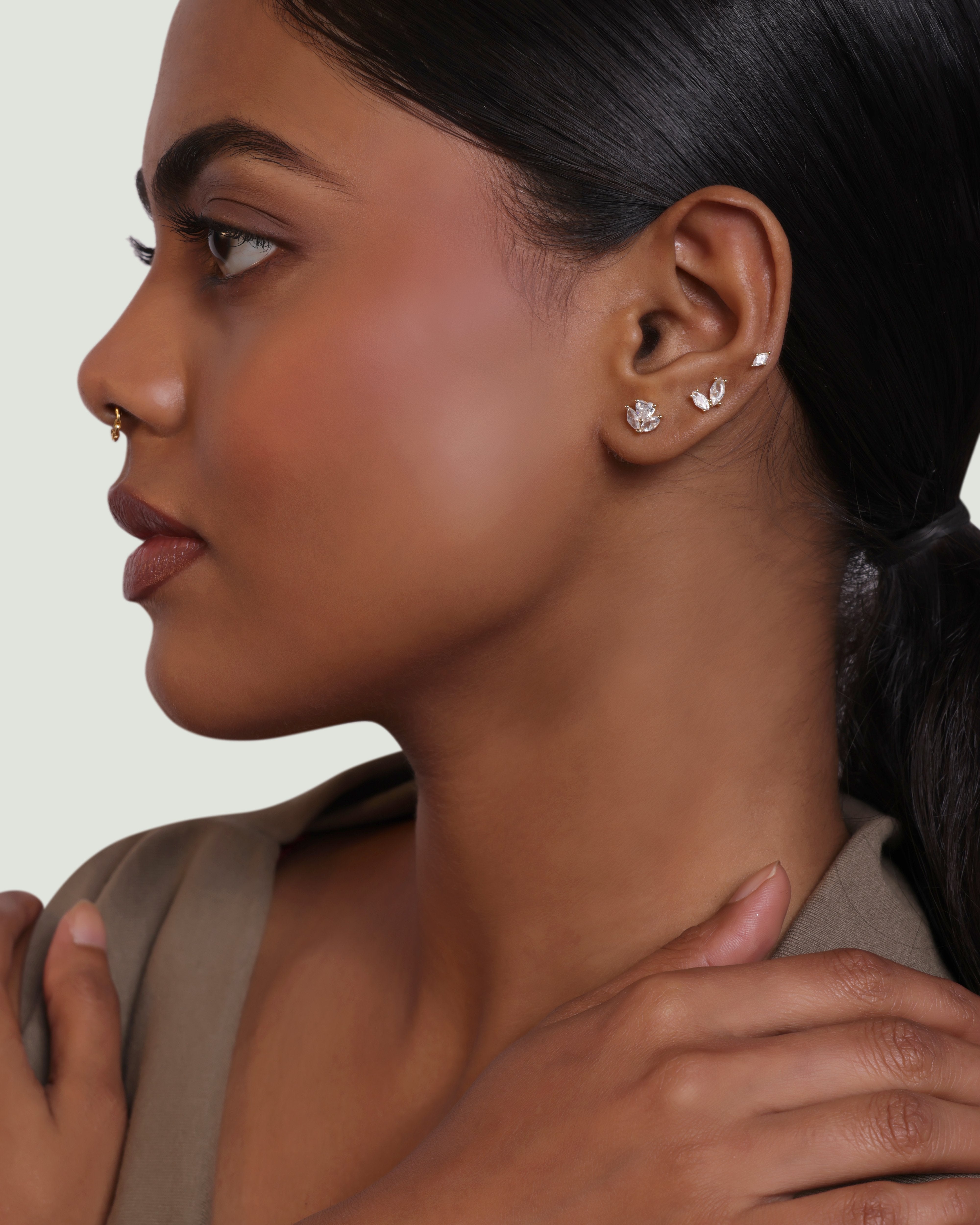 Cupid Rose Flat Back Stud Earrings