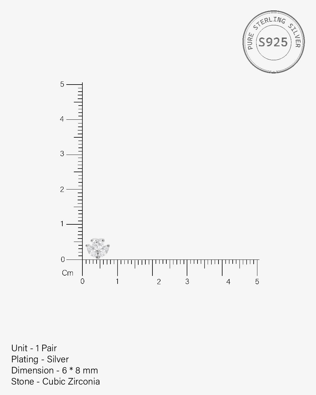 Cupid Rose Flat Back Stud Earrings