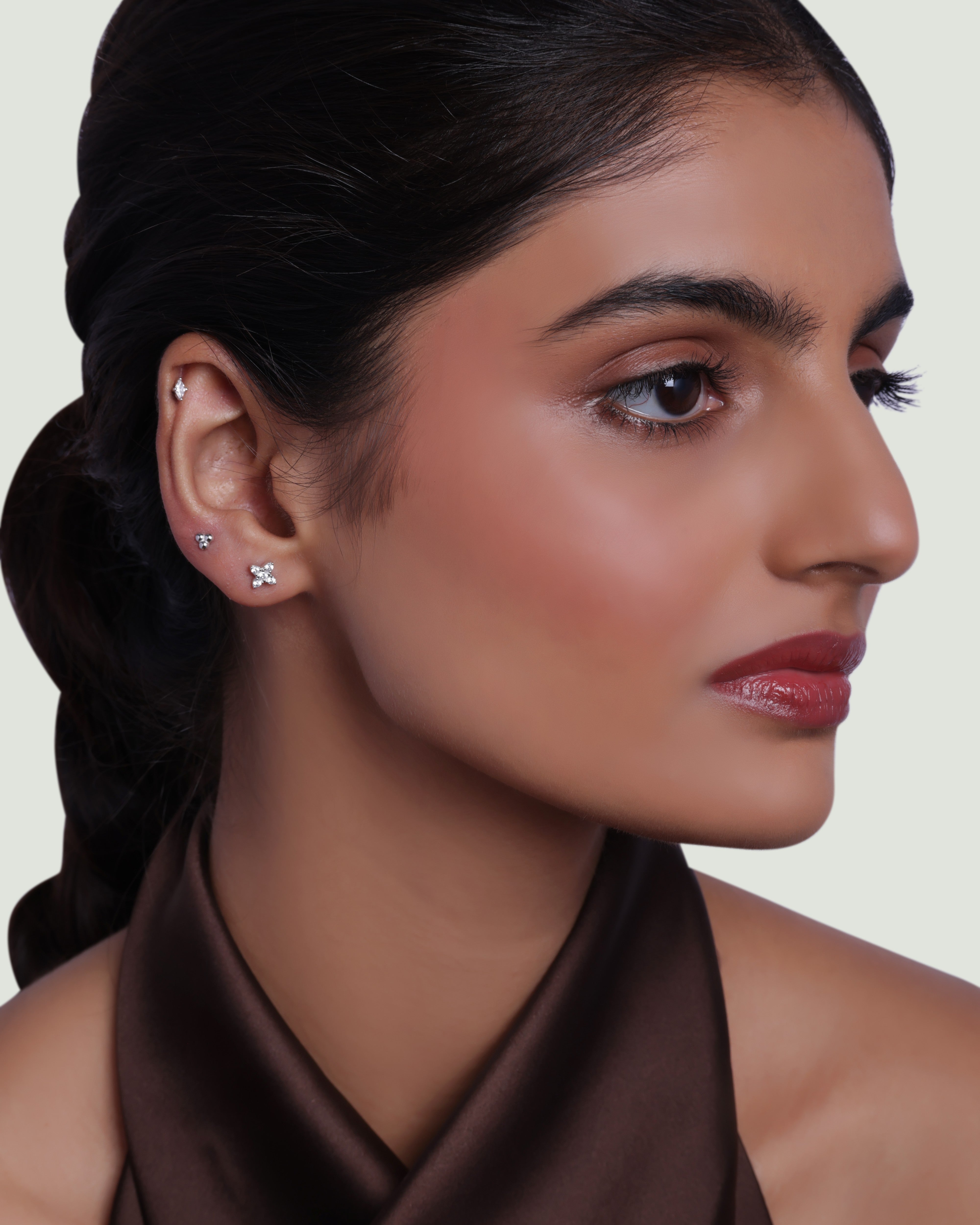 Quadra Bloom Flat Back Stud Earrings