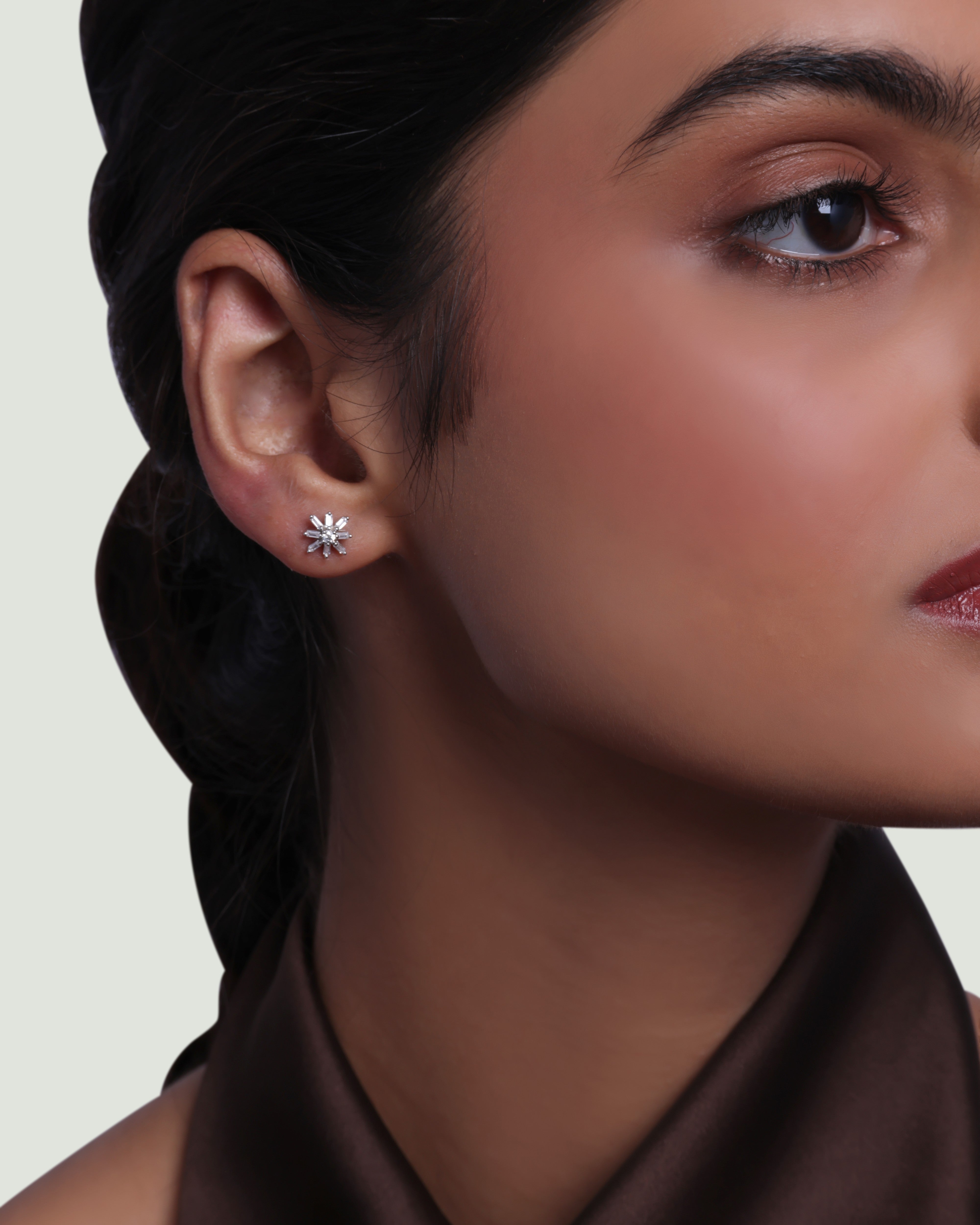 Windflower Chain Flat Back Stud Earrings