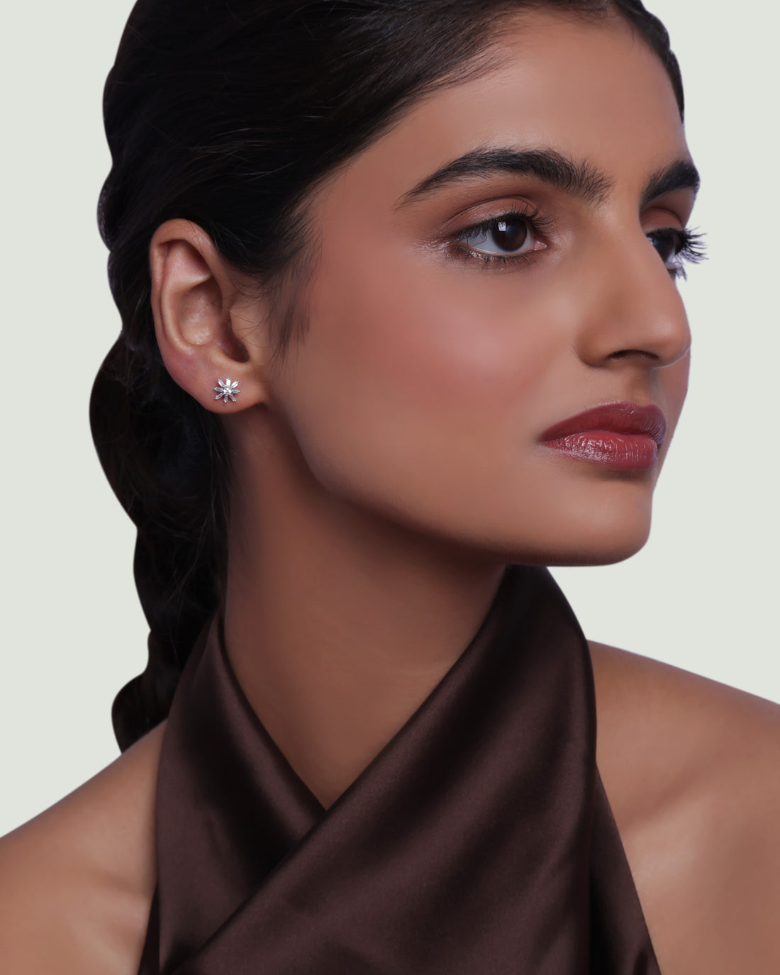 Windflower Chain Flat Back Stud Earrings