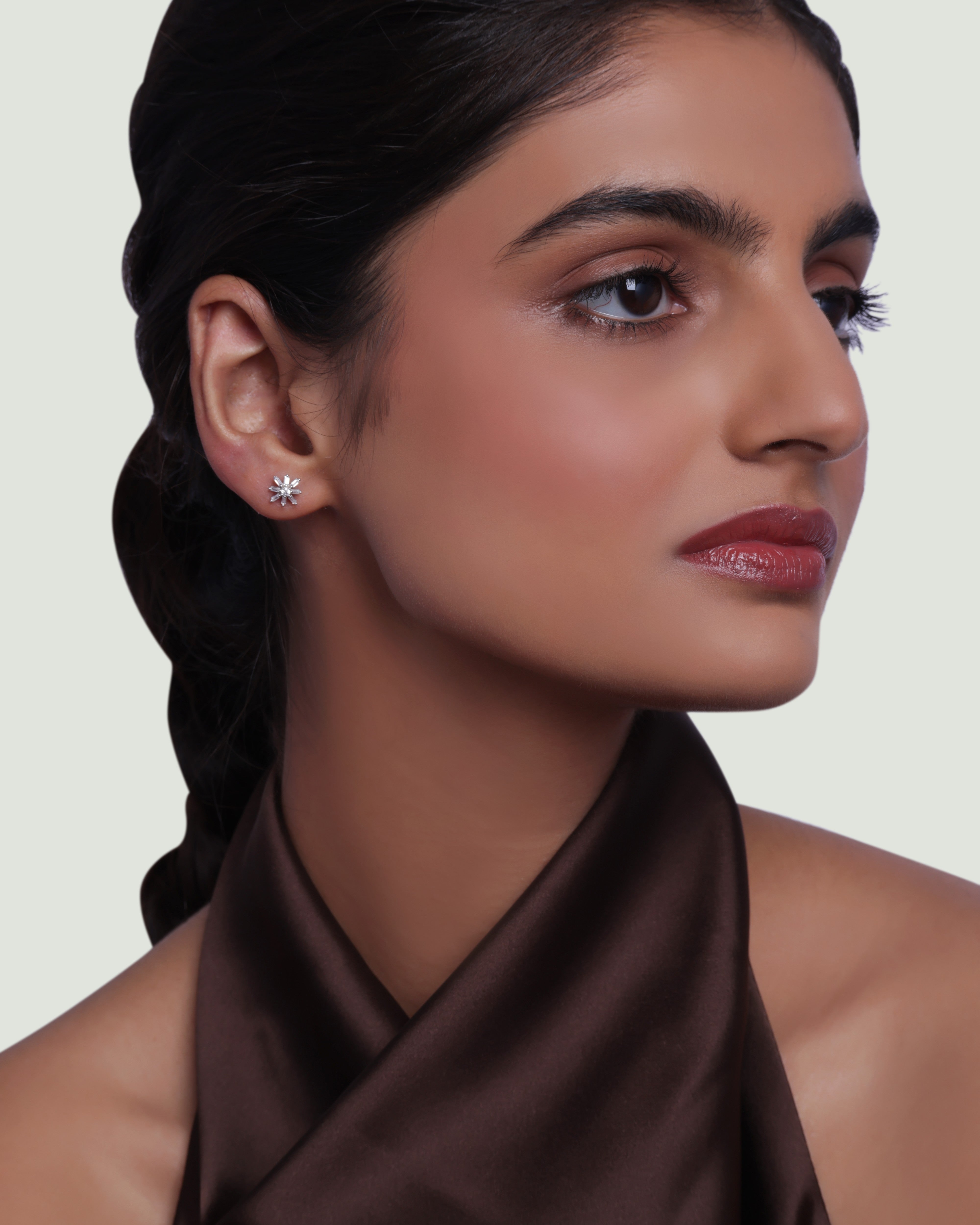 Windflower Chain Flat Back Stud Earrings