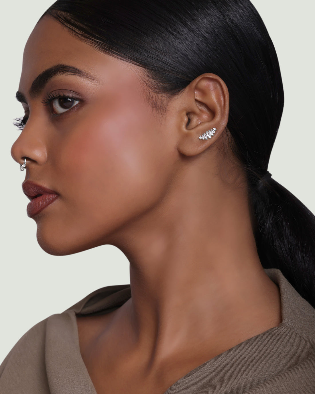 Seven Climber Stone Stud Earrings