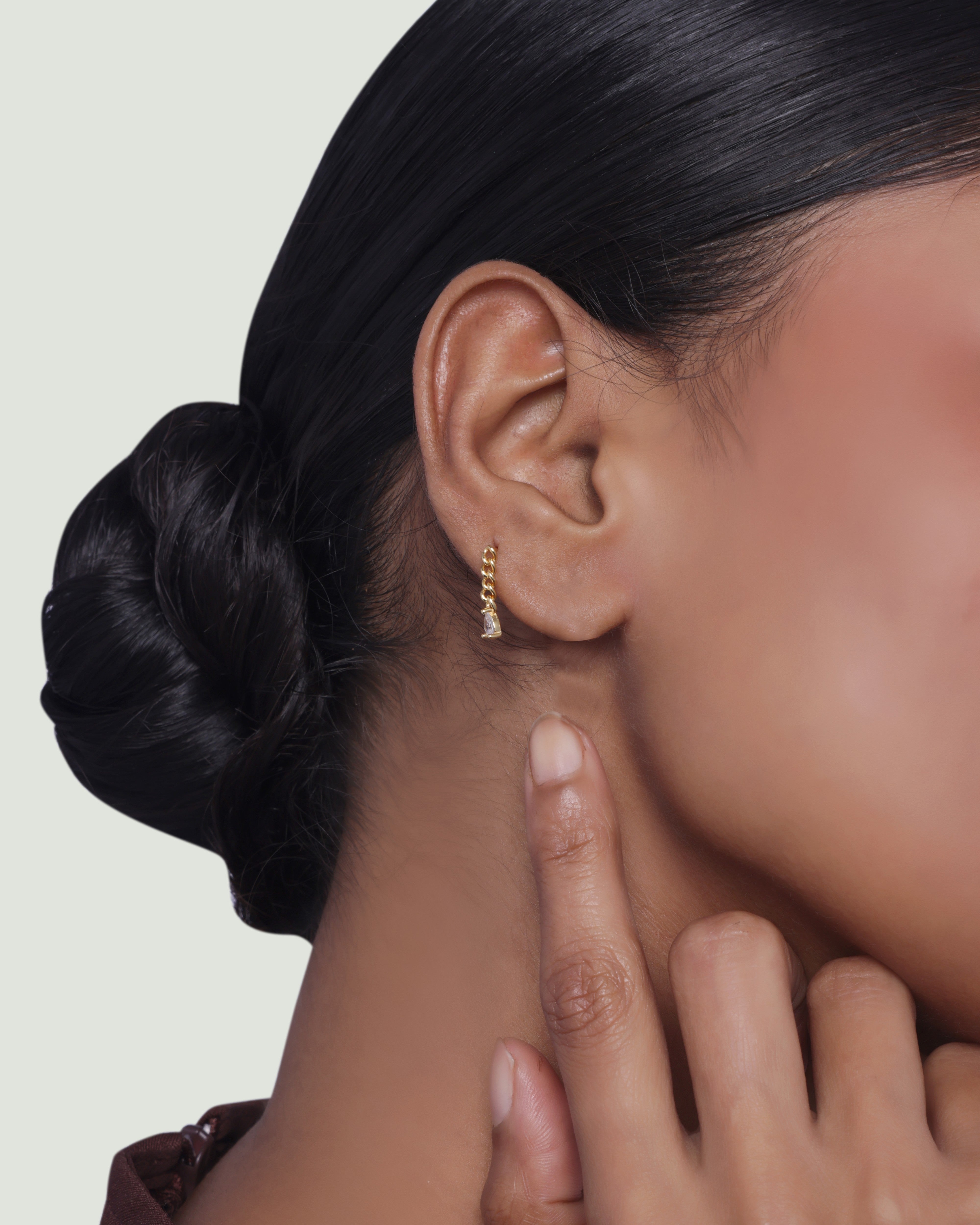 Chain Connect Drop Screw Studs Earrings