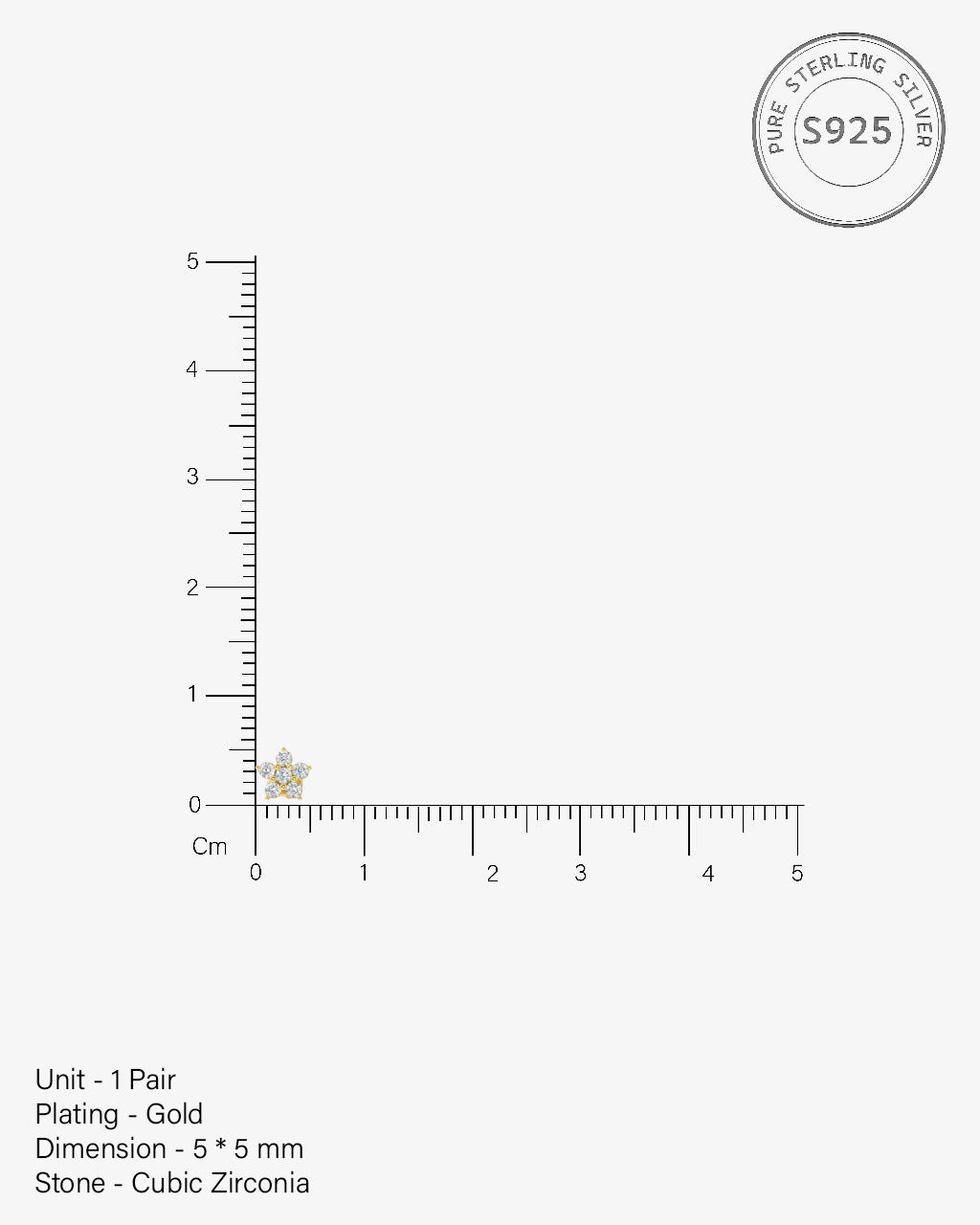 Five Petal Flower Stud Earrings