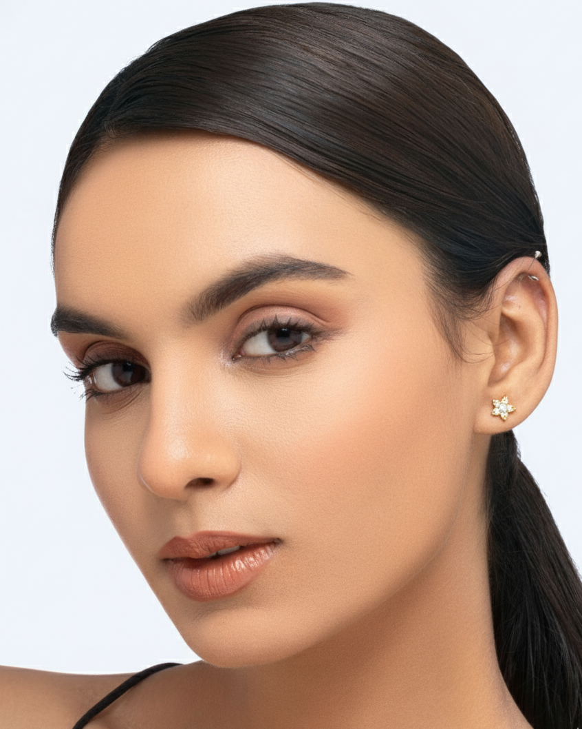 Five Petal Flower Stud Earrings