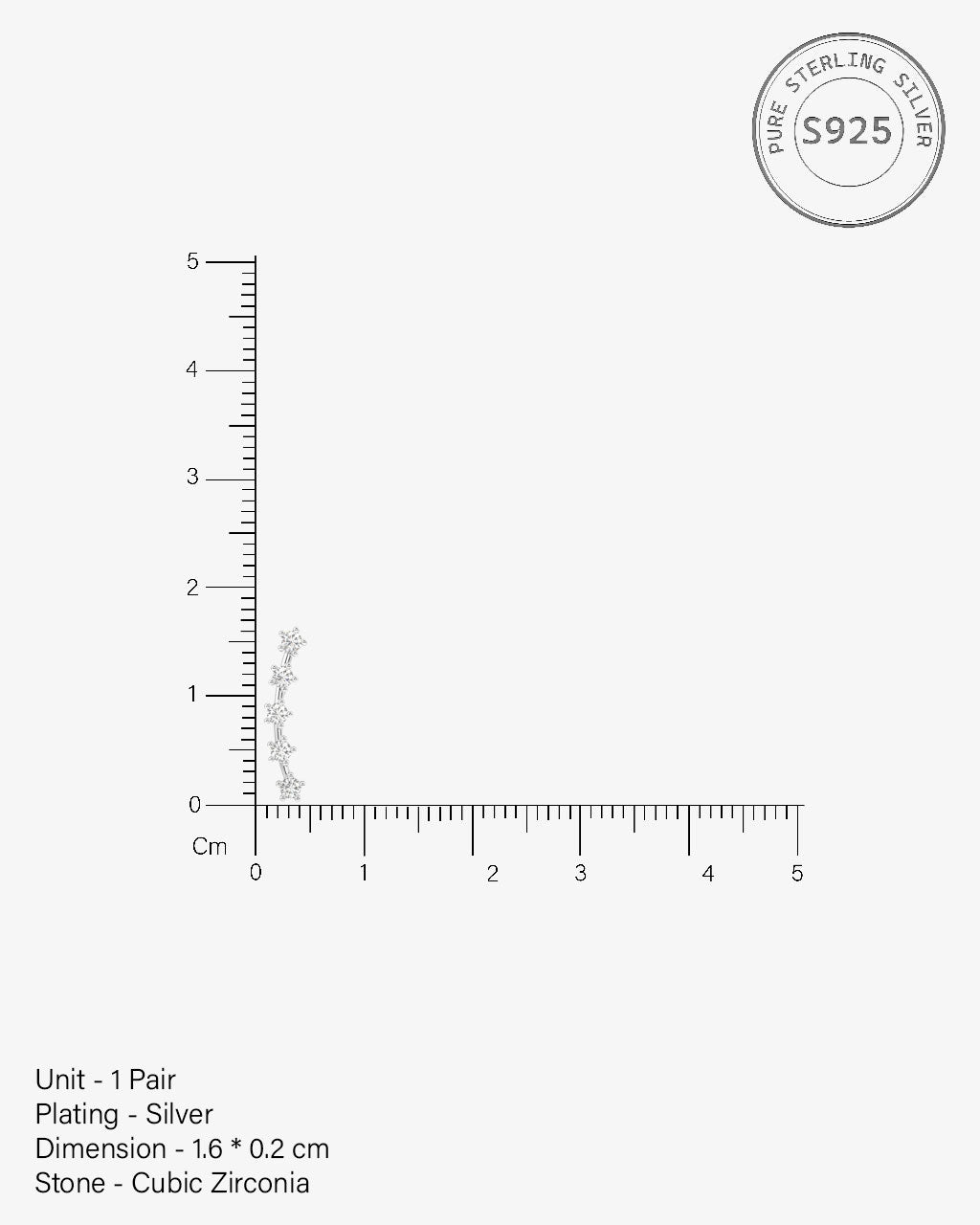 Five Stone Climber Extended Stud Earrings