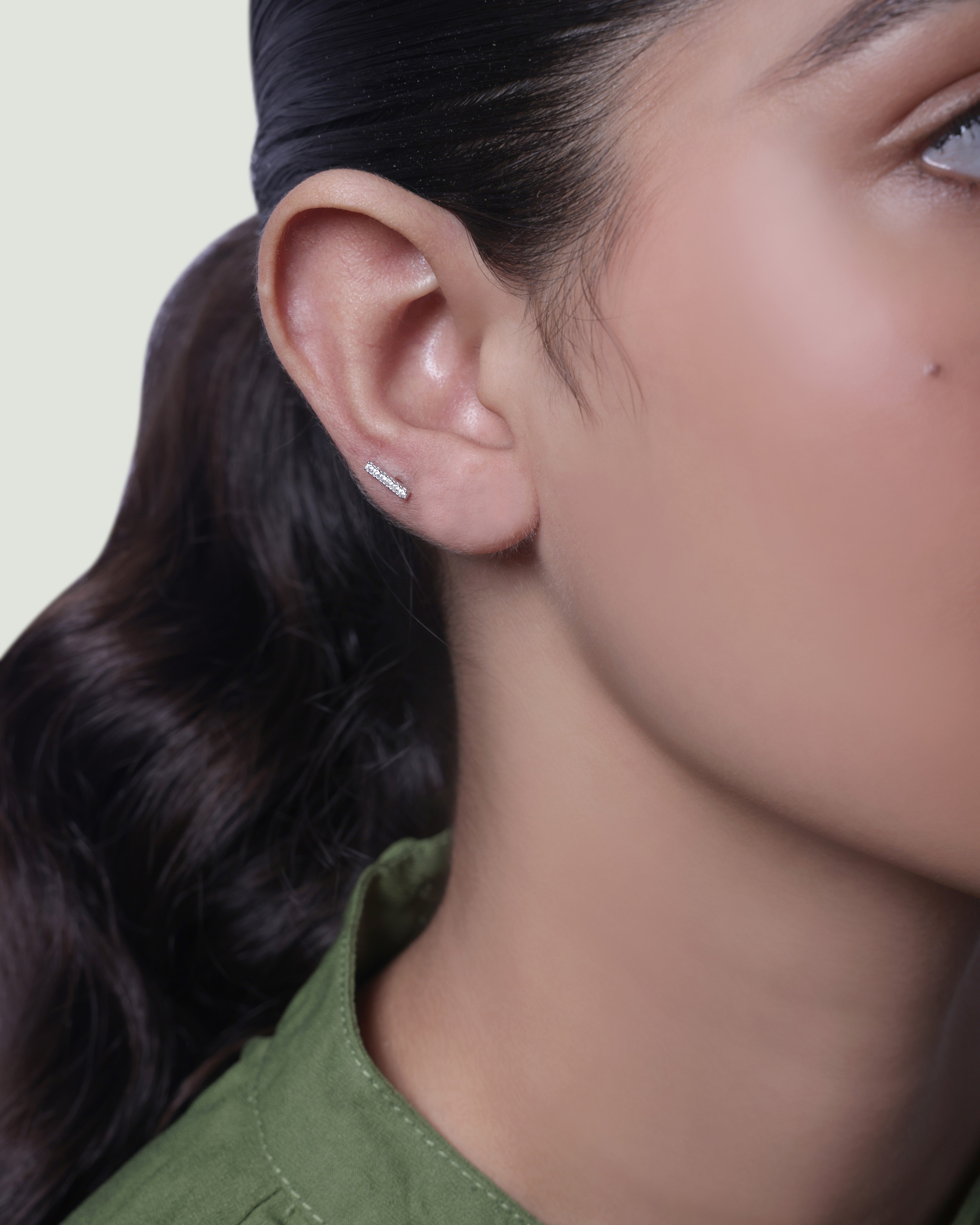 Minimal Zirconia Bar Studs Earrings
