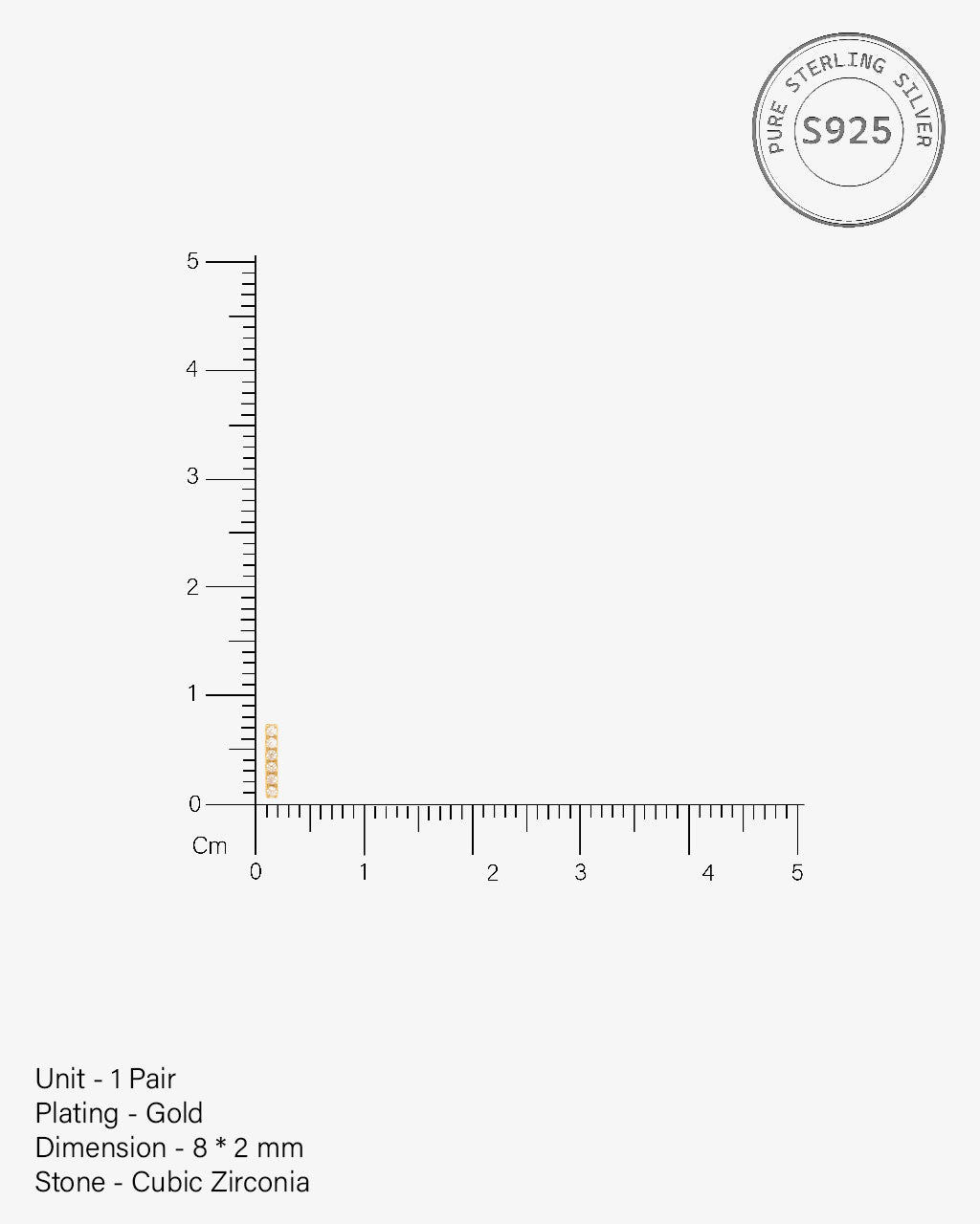 Minimal Zirconia Bar Studs Earrings