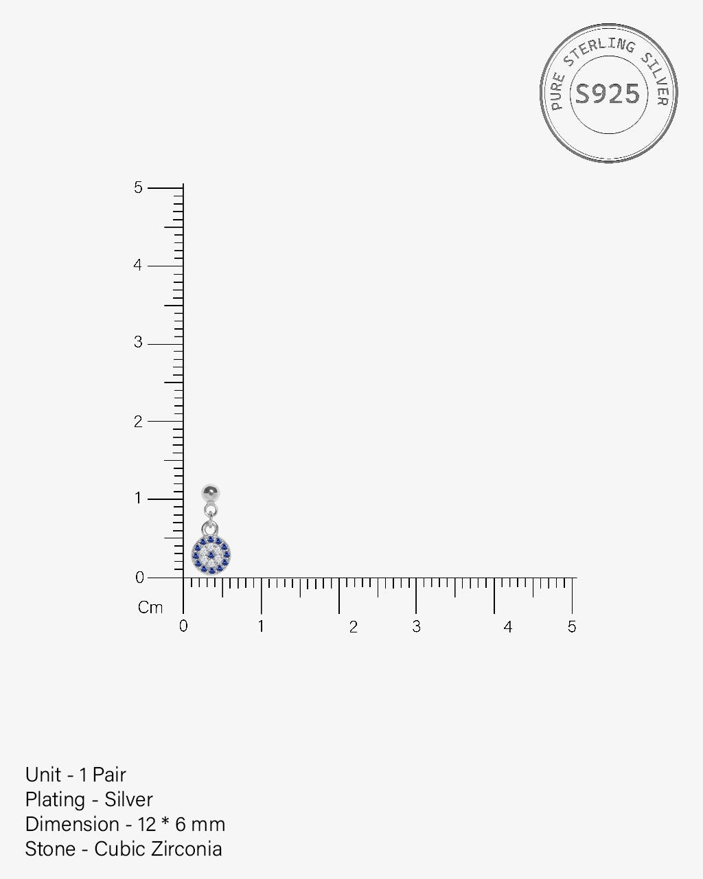 Silver Ball Eye Hanging Studs Earrings