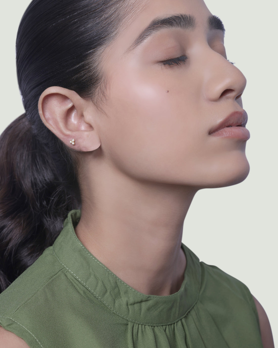 Symmetry Three Stone Stud Earrings