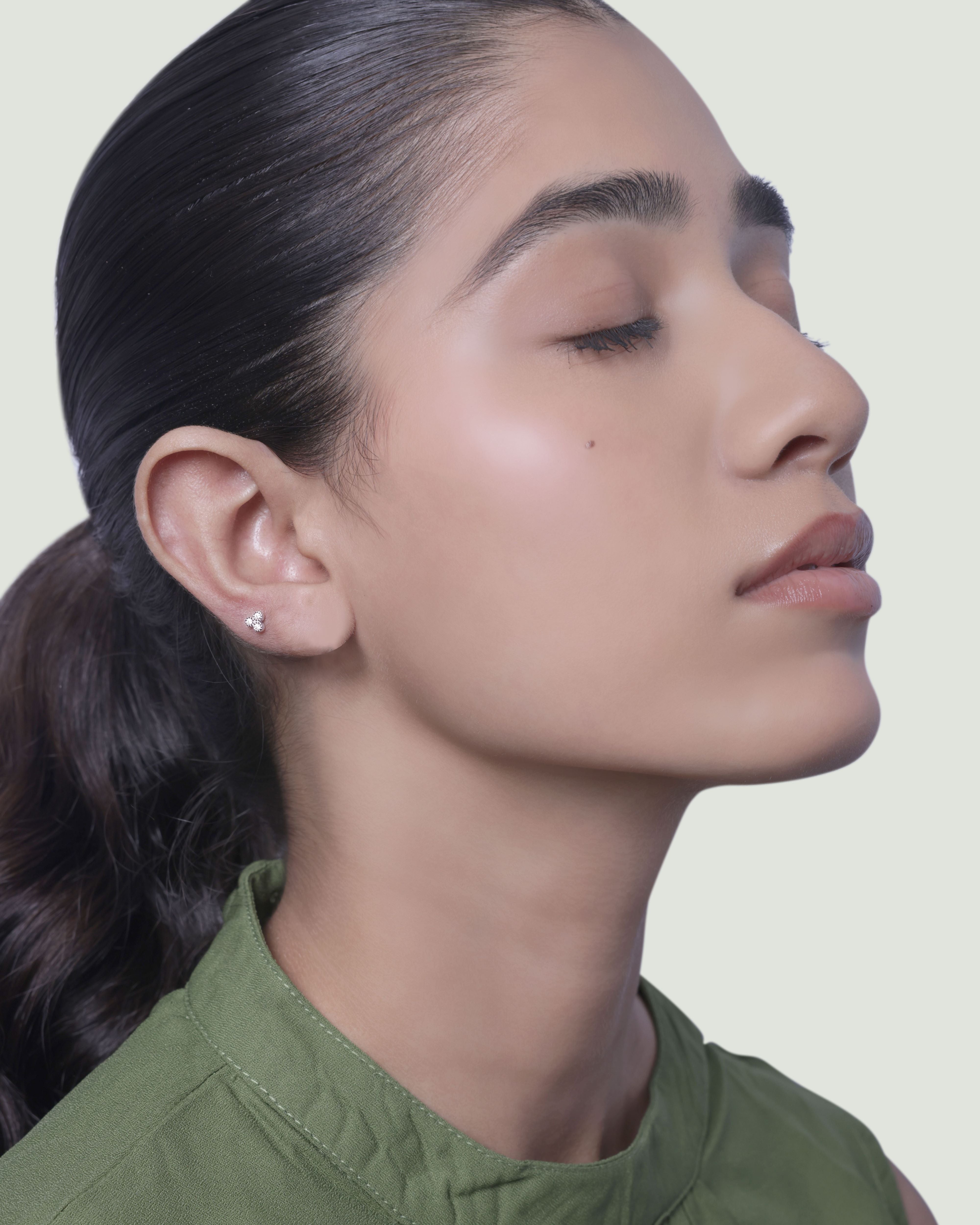 Symmetry Three Stone Stud Earrings