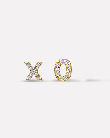 Xo Zirconia Mismatched Stud Earrings