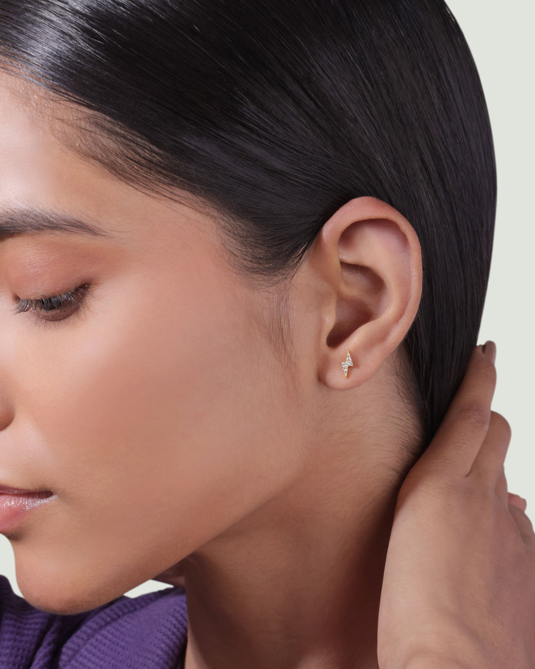 Zircon Paved Thunder Lightning Studs Earrings