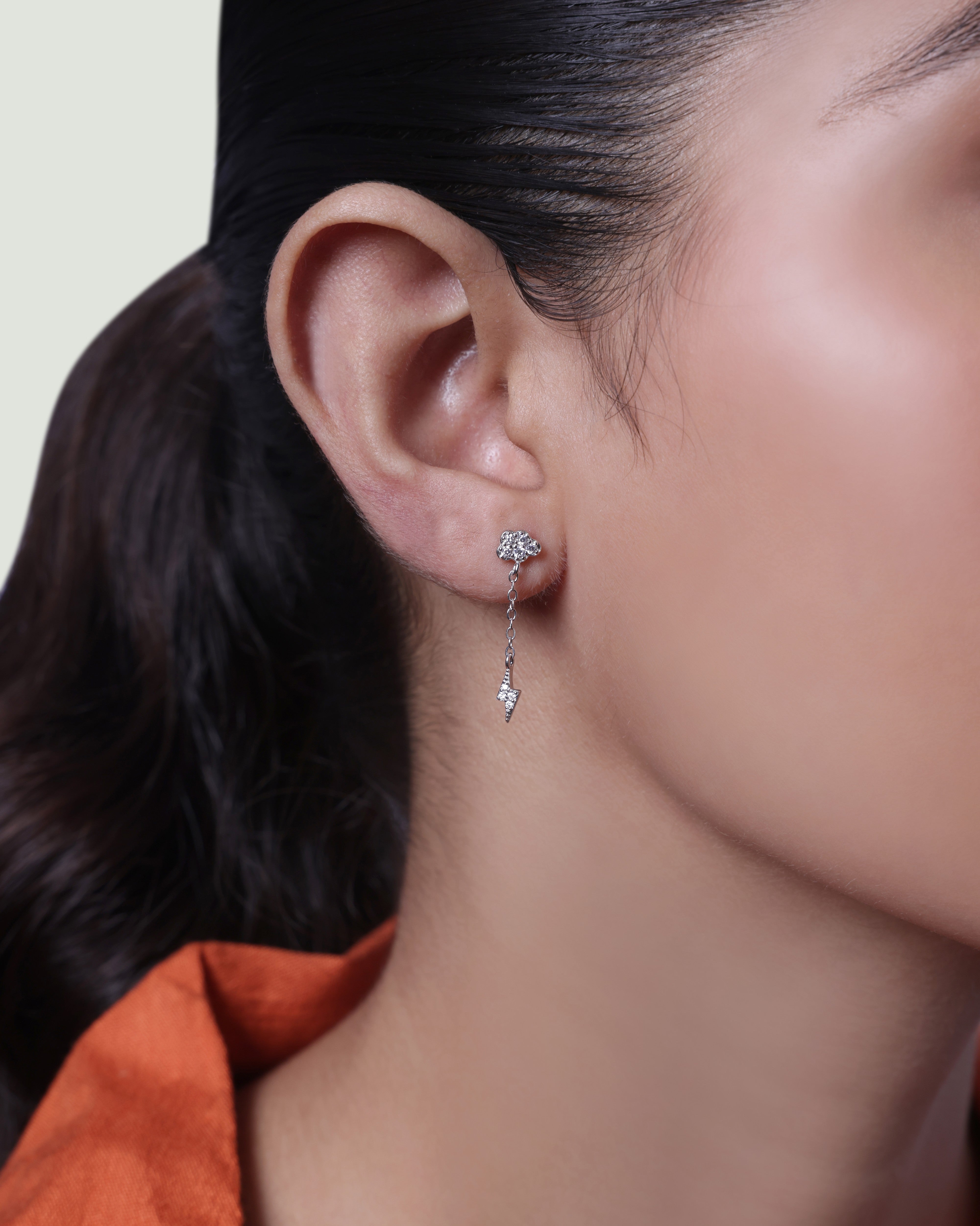 Zirconia Lightning Earrings Studs Earrings