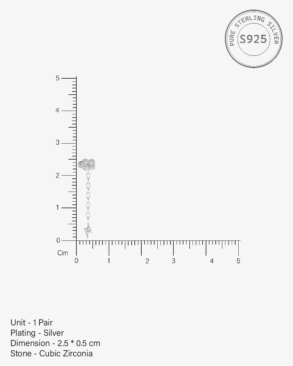 Zirconia Lightning Earrings Studs Earrings