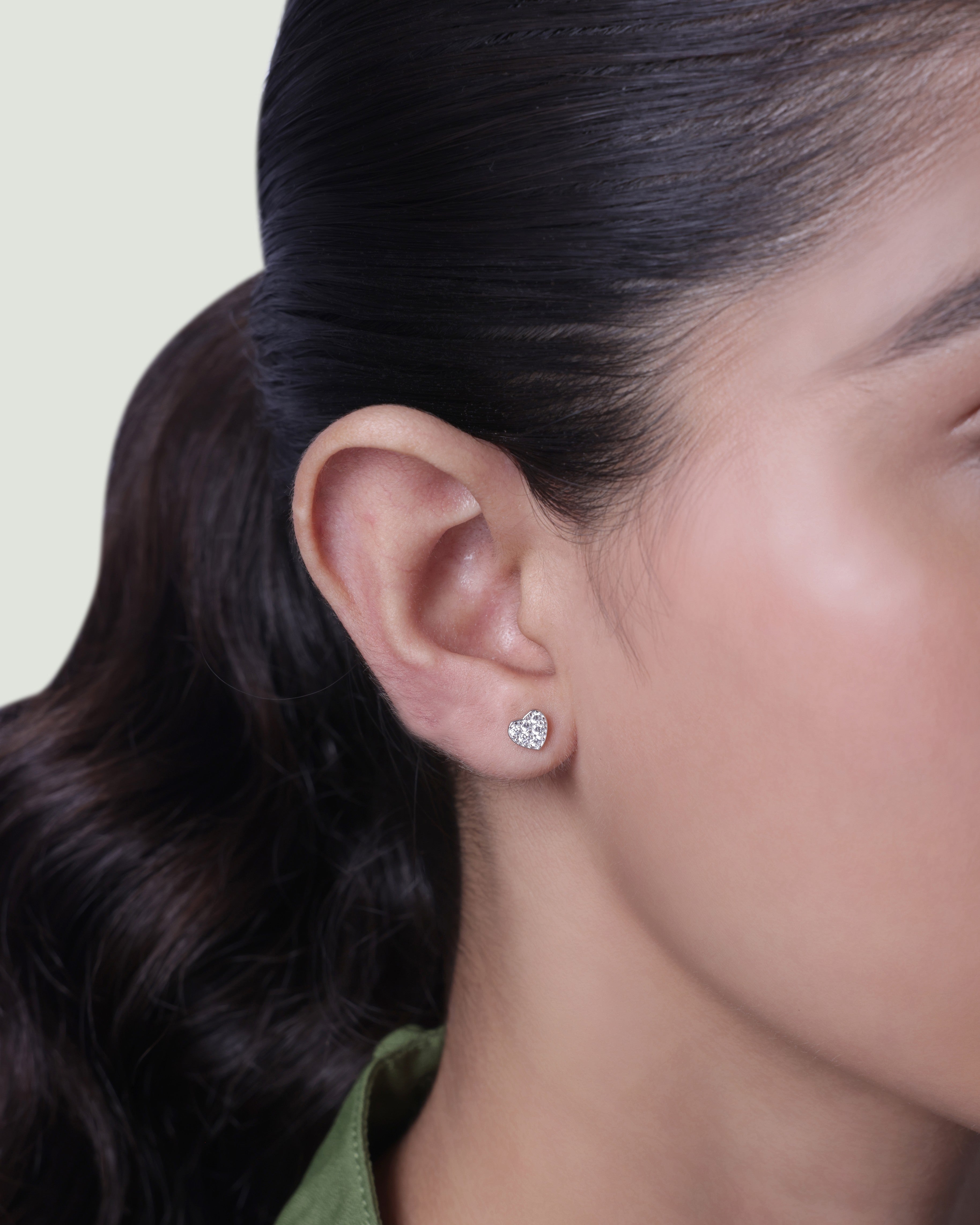 A Forever Heart Pave' Stud Earrings