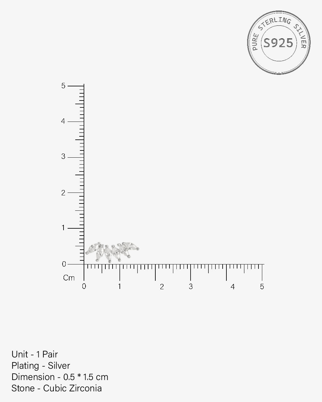 Baguette Crown Climber Stud Earrings