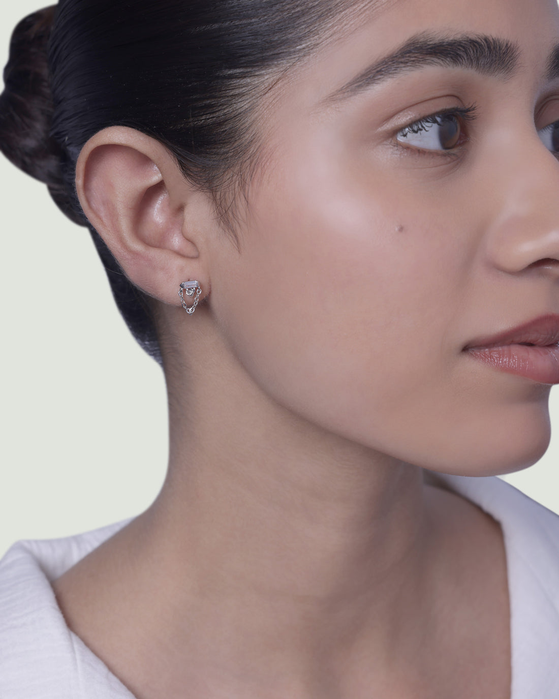 Double Chain Baguette Stud Earrings