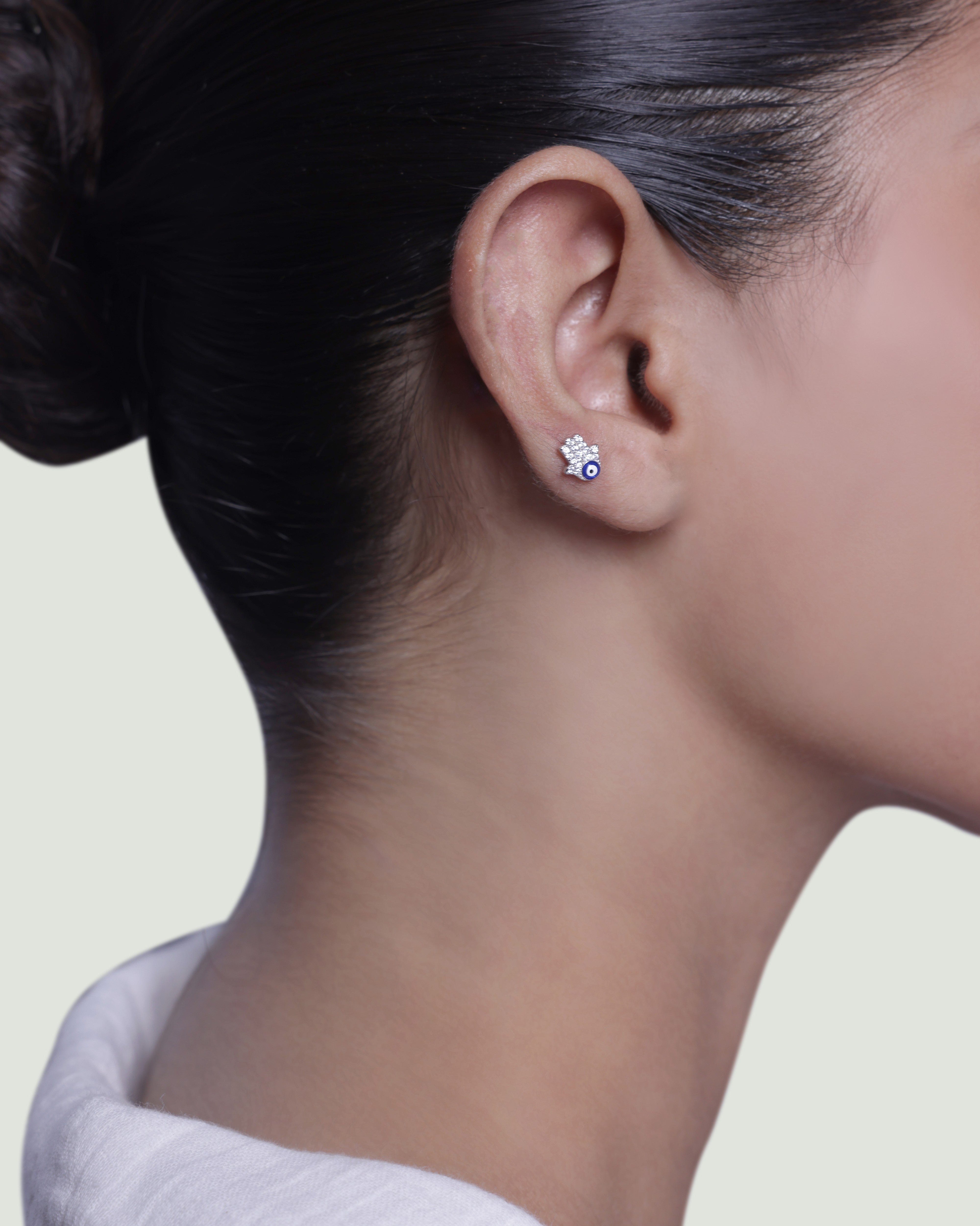 Budha Hand Evil Eye Stud - Minimal Earrings