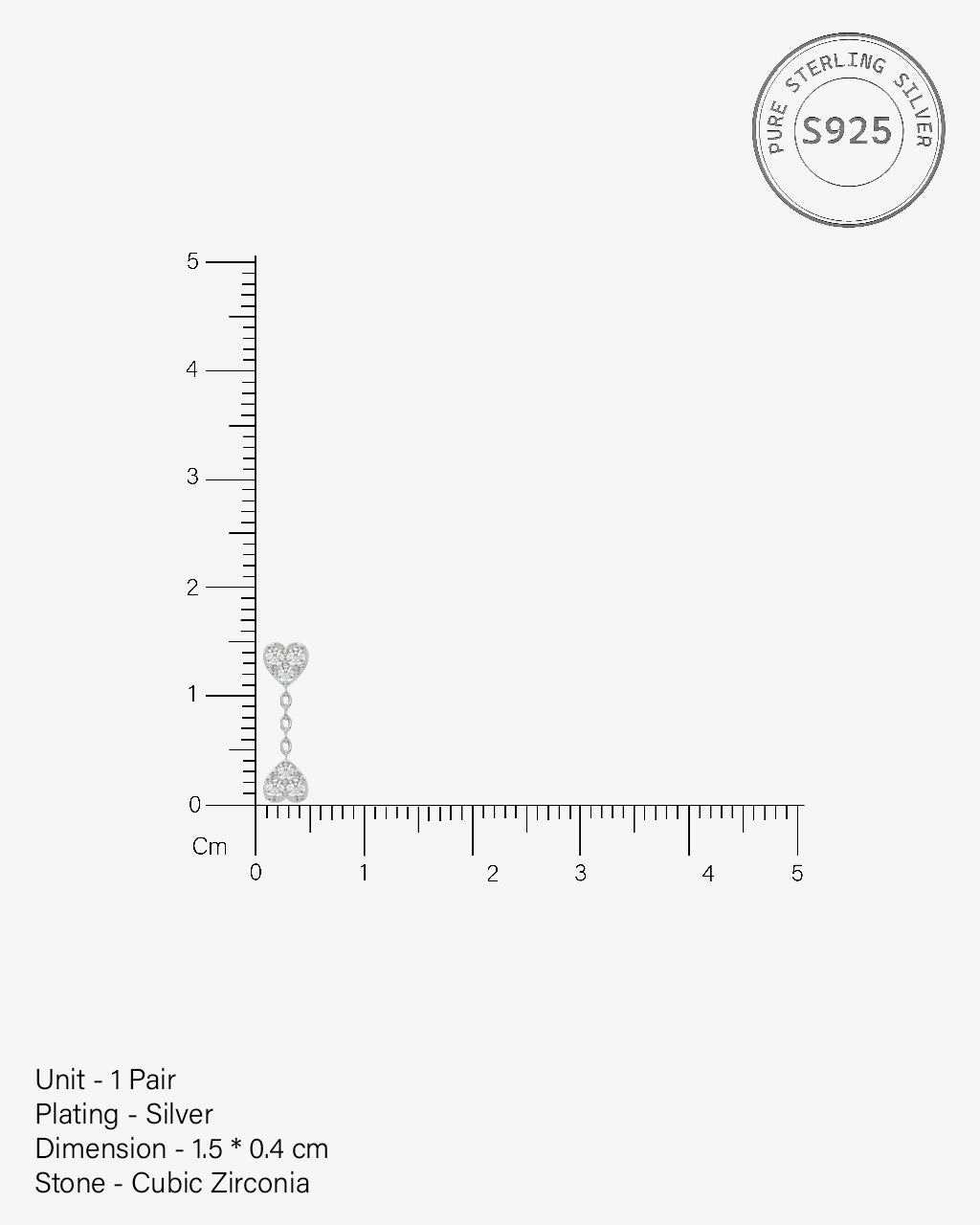 Inverse Heart Drop Stud Earrings
