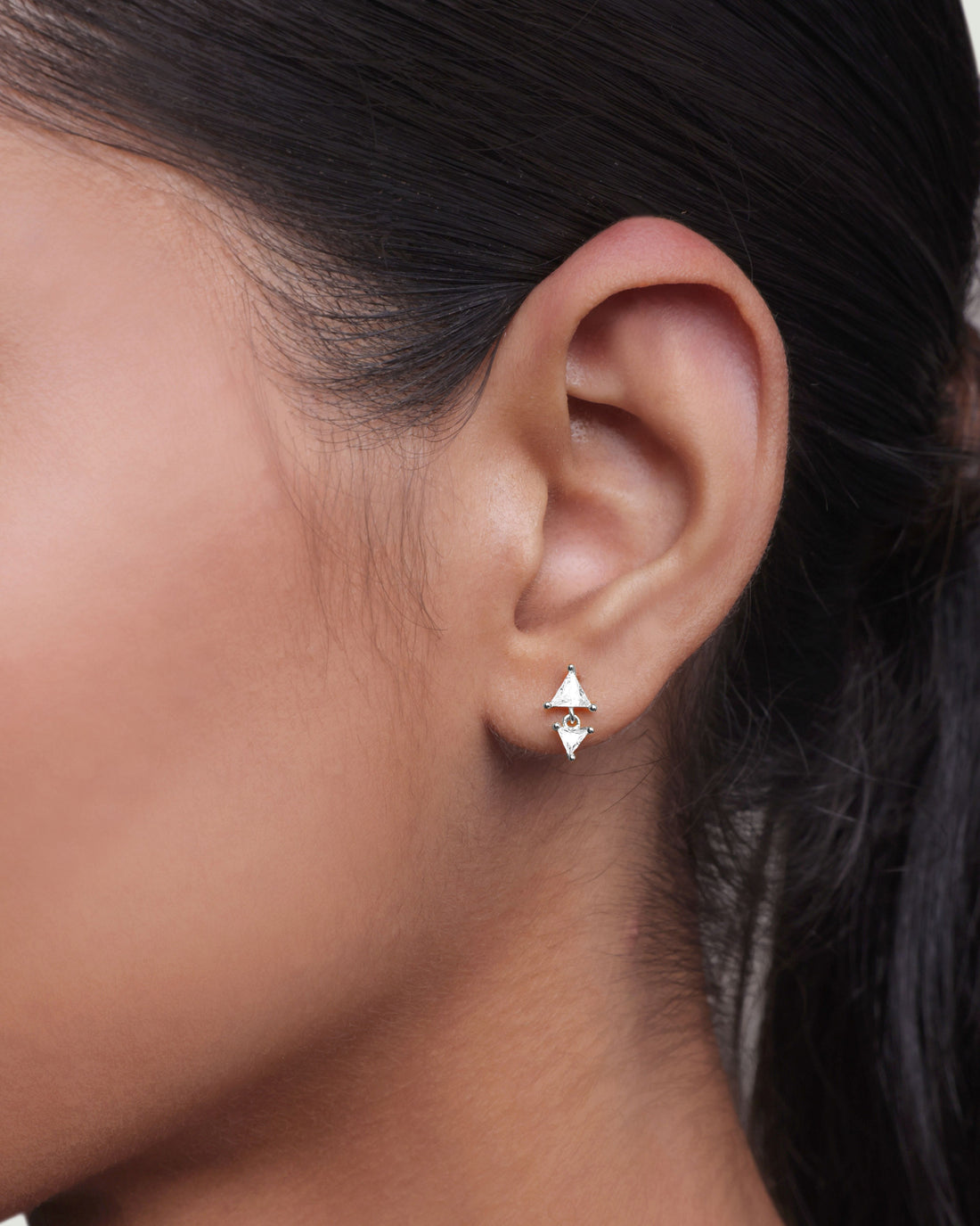 Inverse Triangle Solitaire Stud Earrings