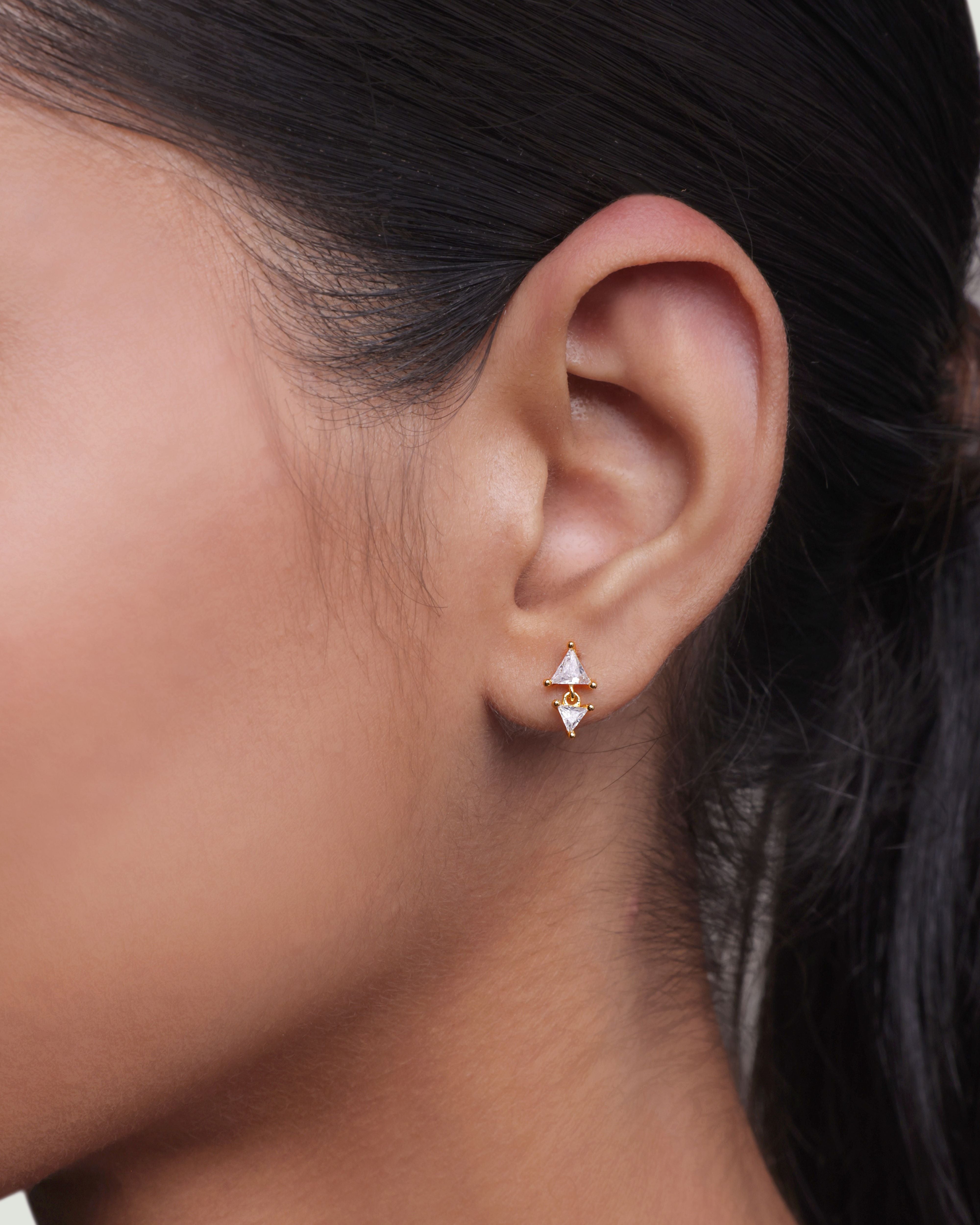 Inverse Triangle Solitaire Stud Earrings
