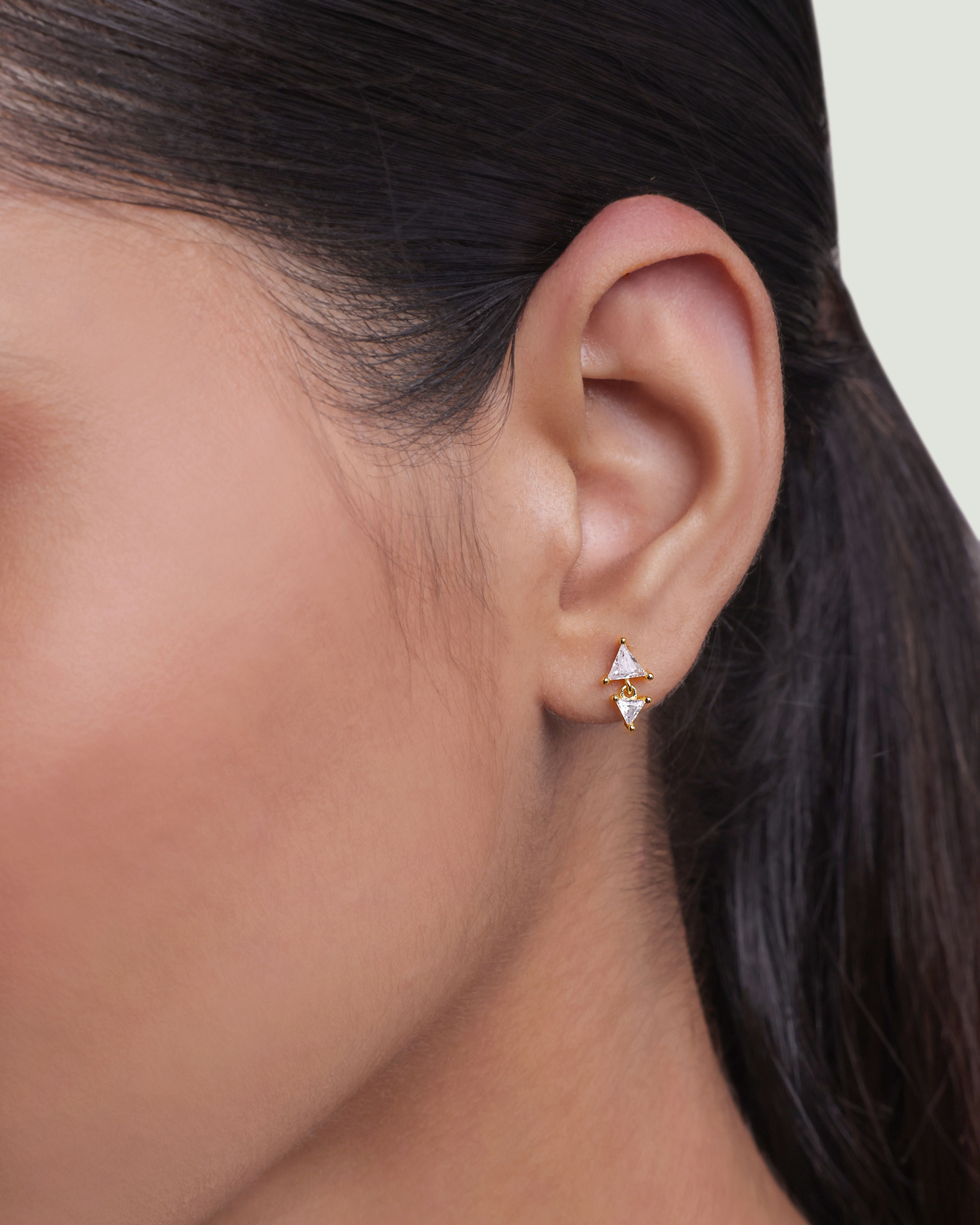 Inverse Triangle Solitaire Stud Earrings