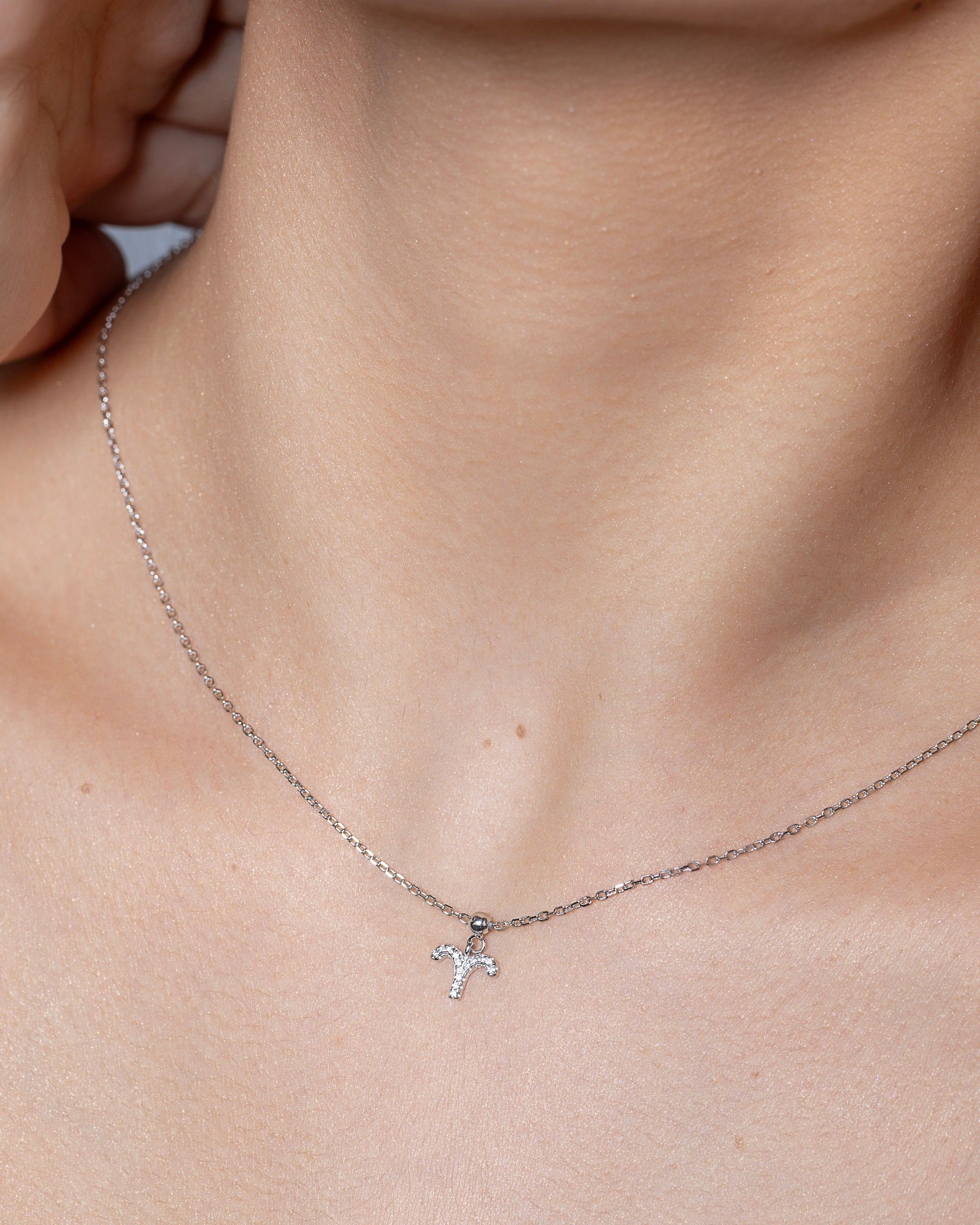 Aries Stone Pave Zodiac Necklace