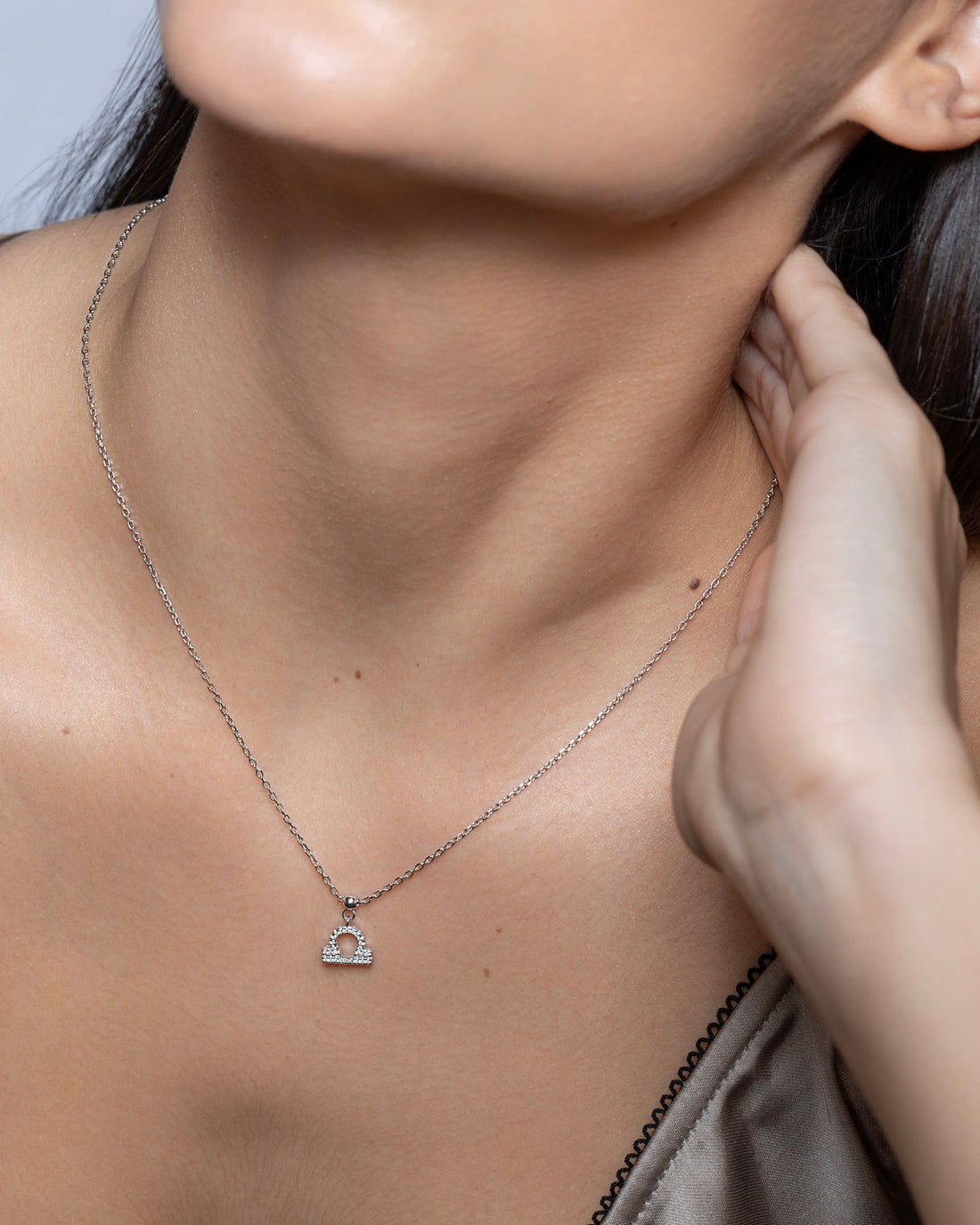 Libra Stone Pave Zodiac Necklace