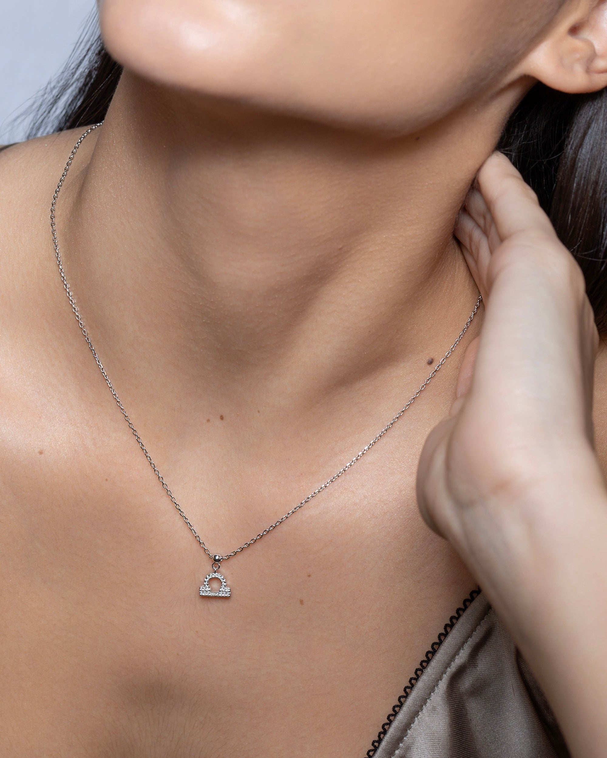 Libra Stone Pave Zodiac Necklace