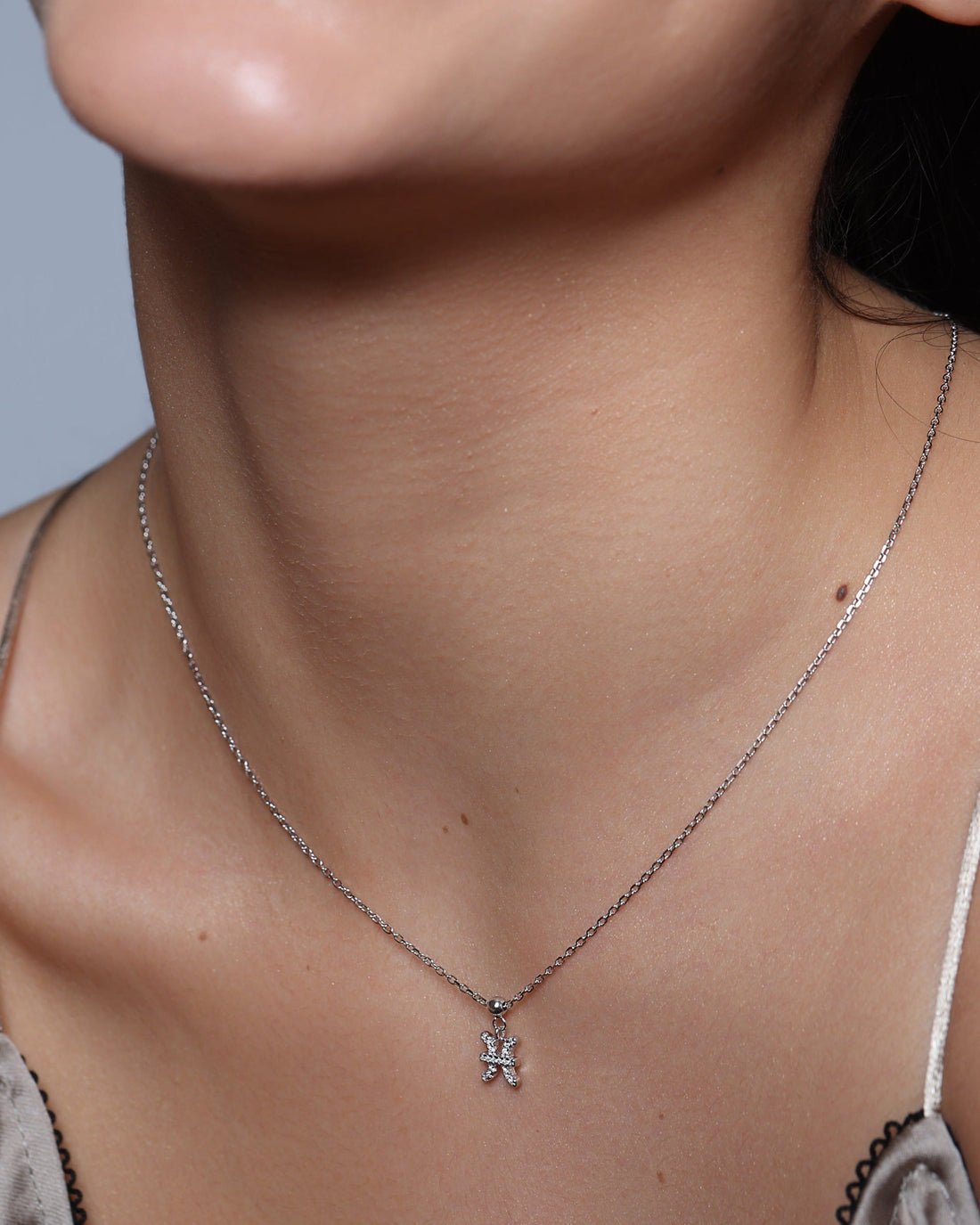 Pisces Stone Pave Zodiac Necklace