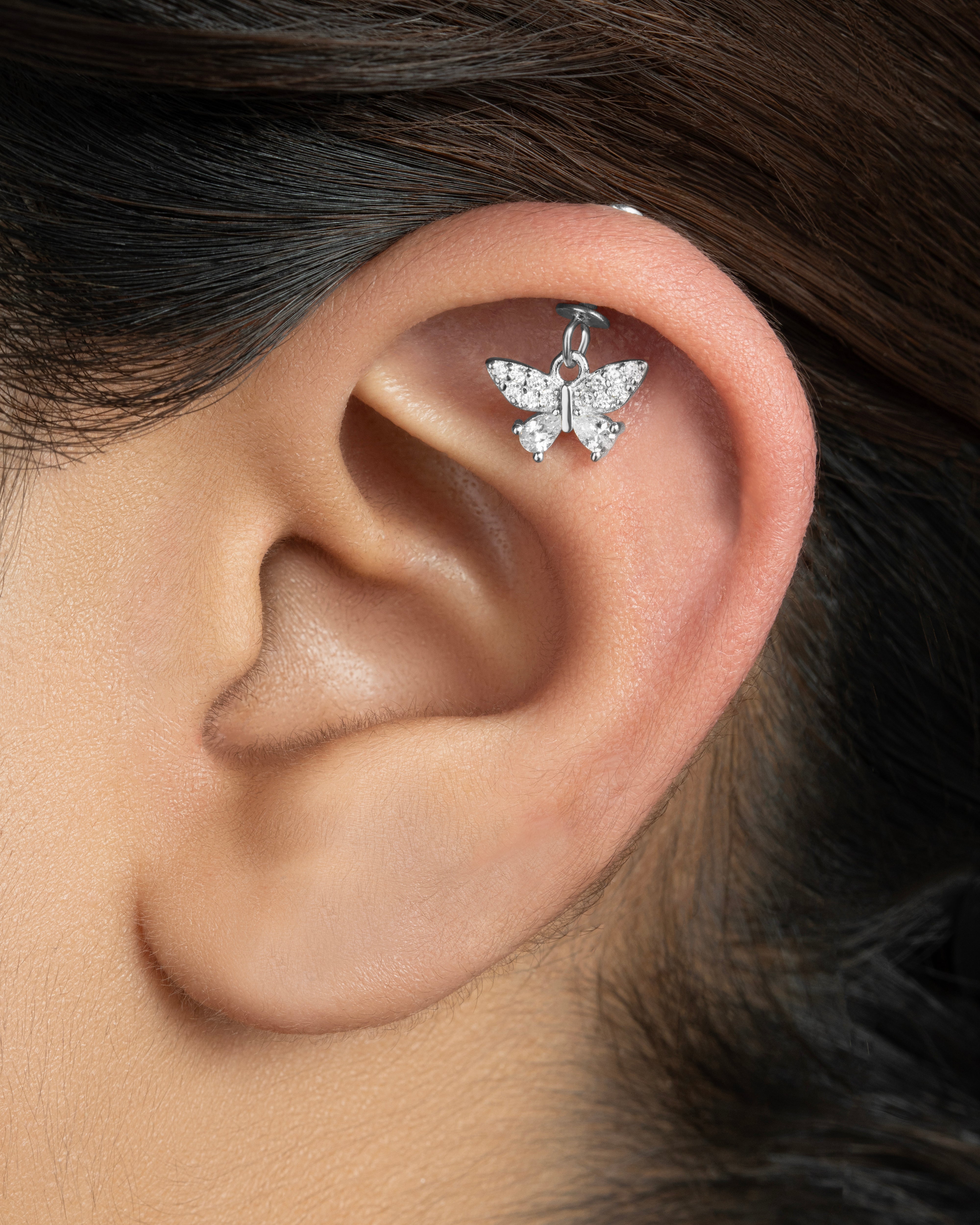 Radiant Butterfly Helix Hanging Earrings