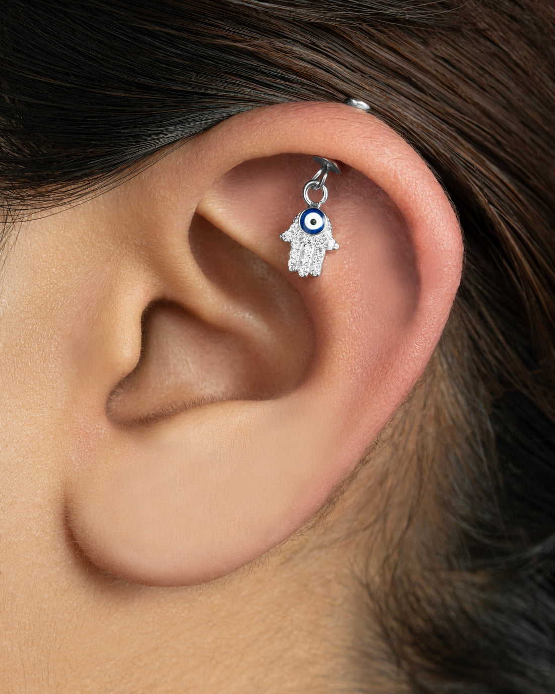 Hamsa Hand Helix Hanging Earrings