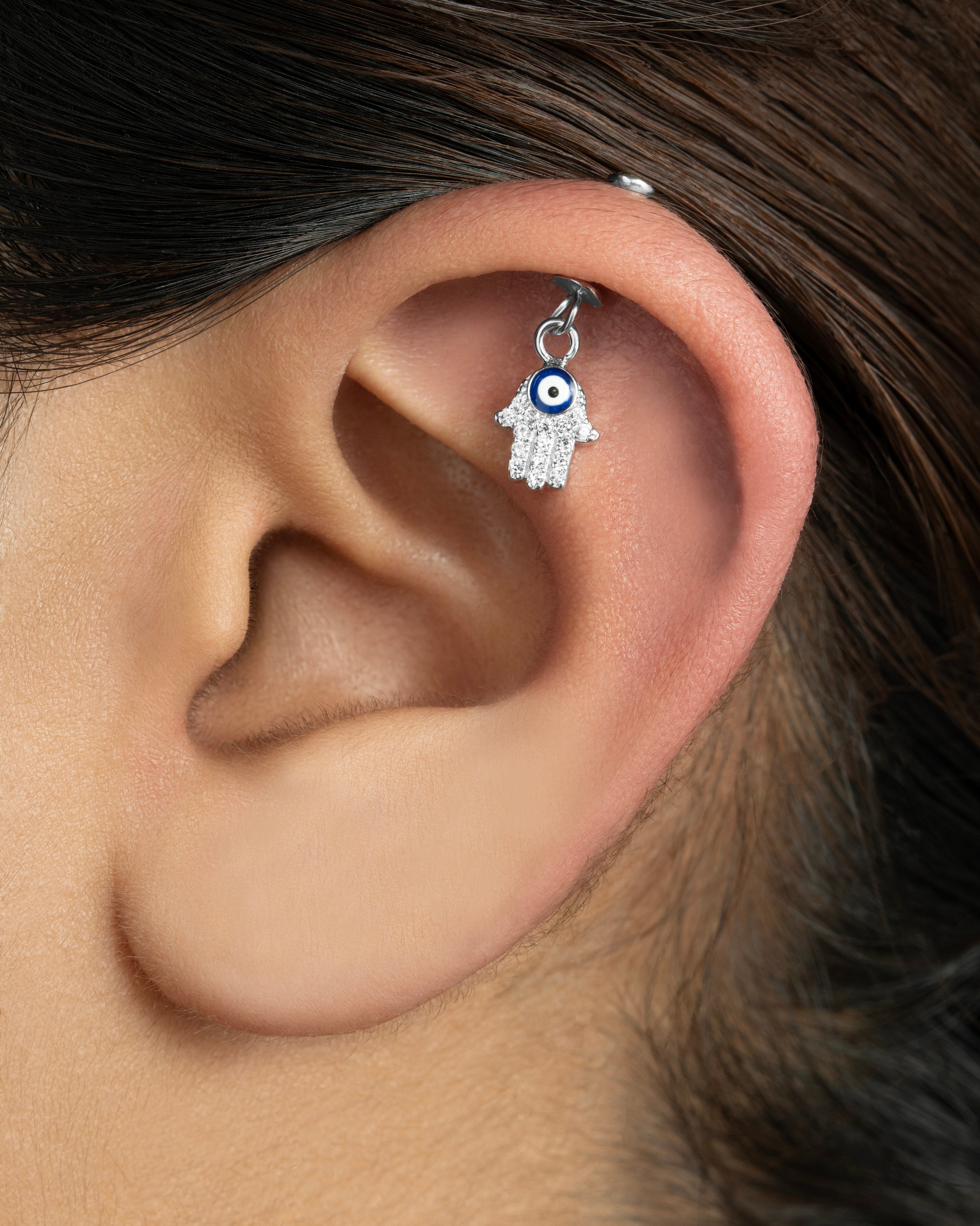 Hamsa Hand Helix Hanging Earrings