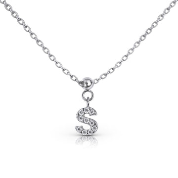 Letter "S" Bead Charm Necklace