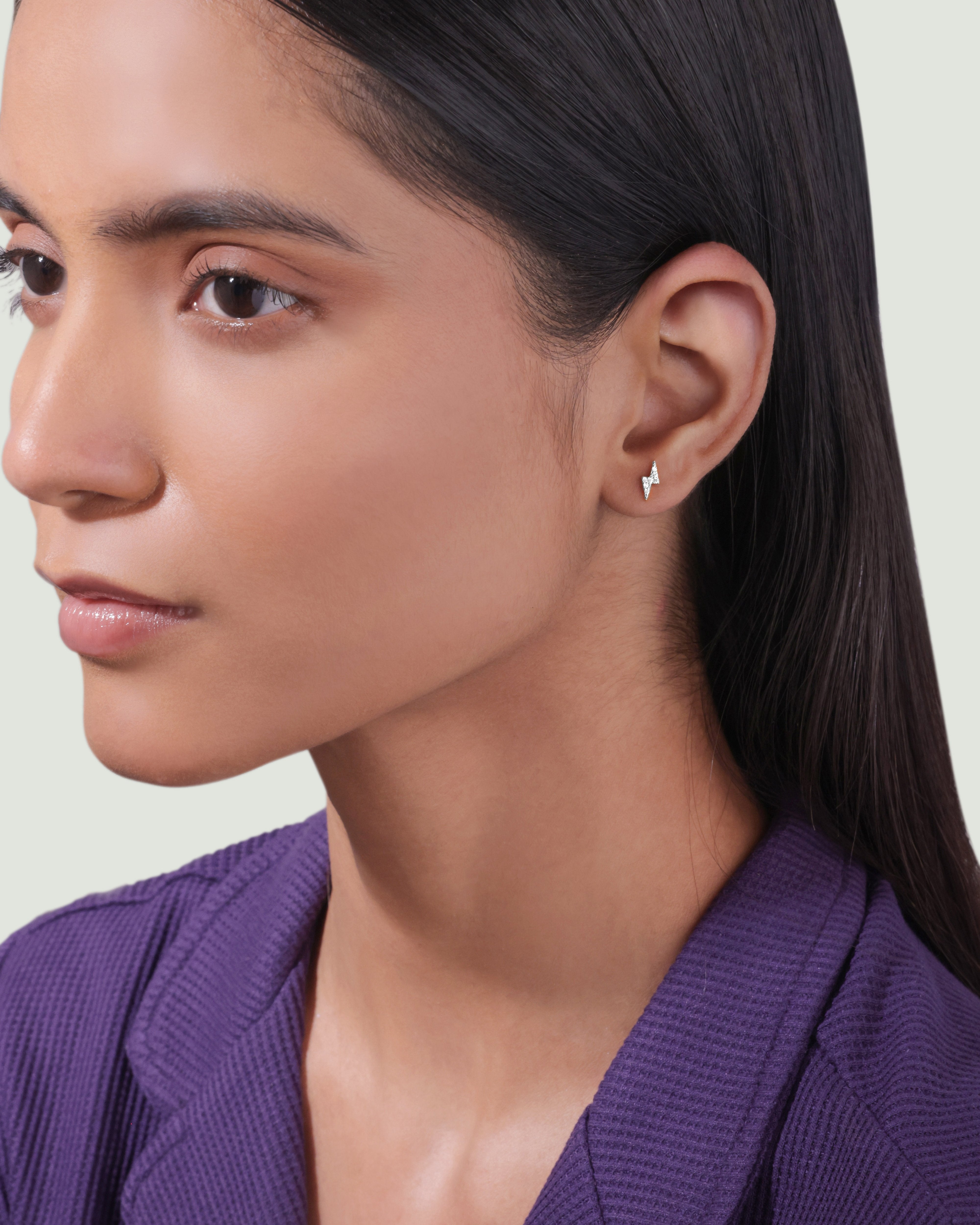 Lightning Thunder Flat Back Screw Stud Earrings