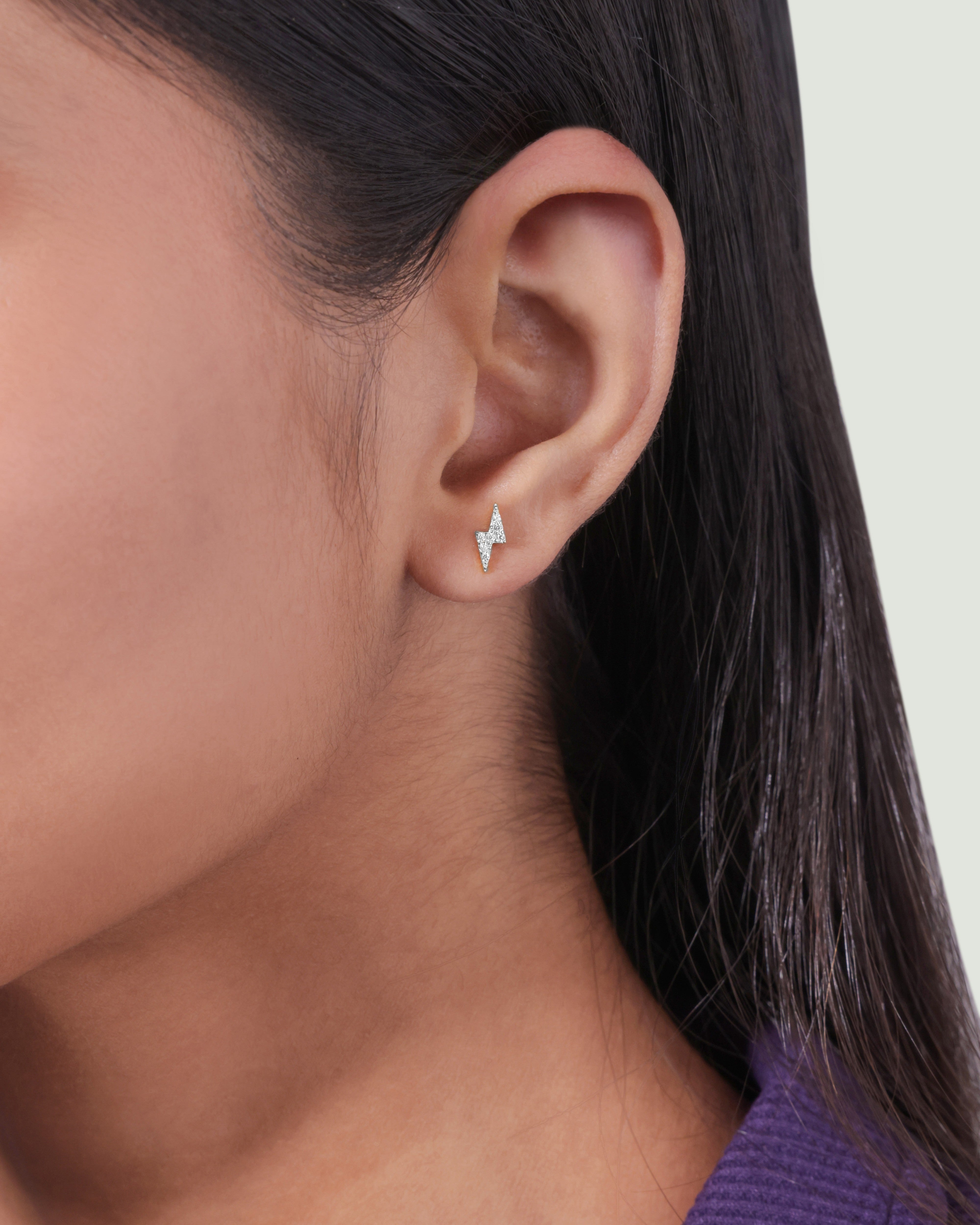 Lightning Thunder Flat Back Screw Stud Earrings