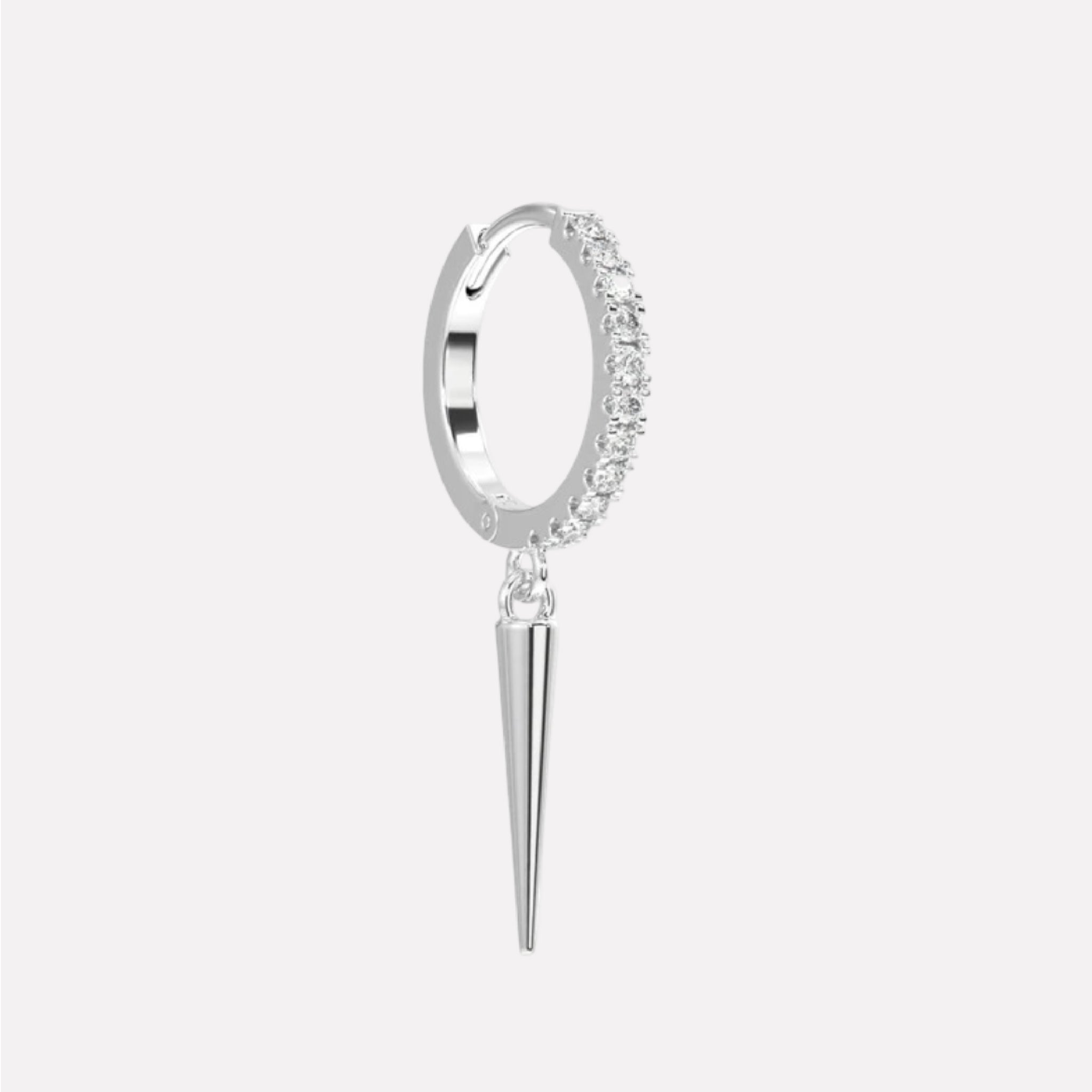 Silver Bar Hoop Men's Earrings