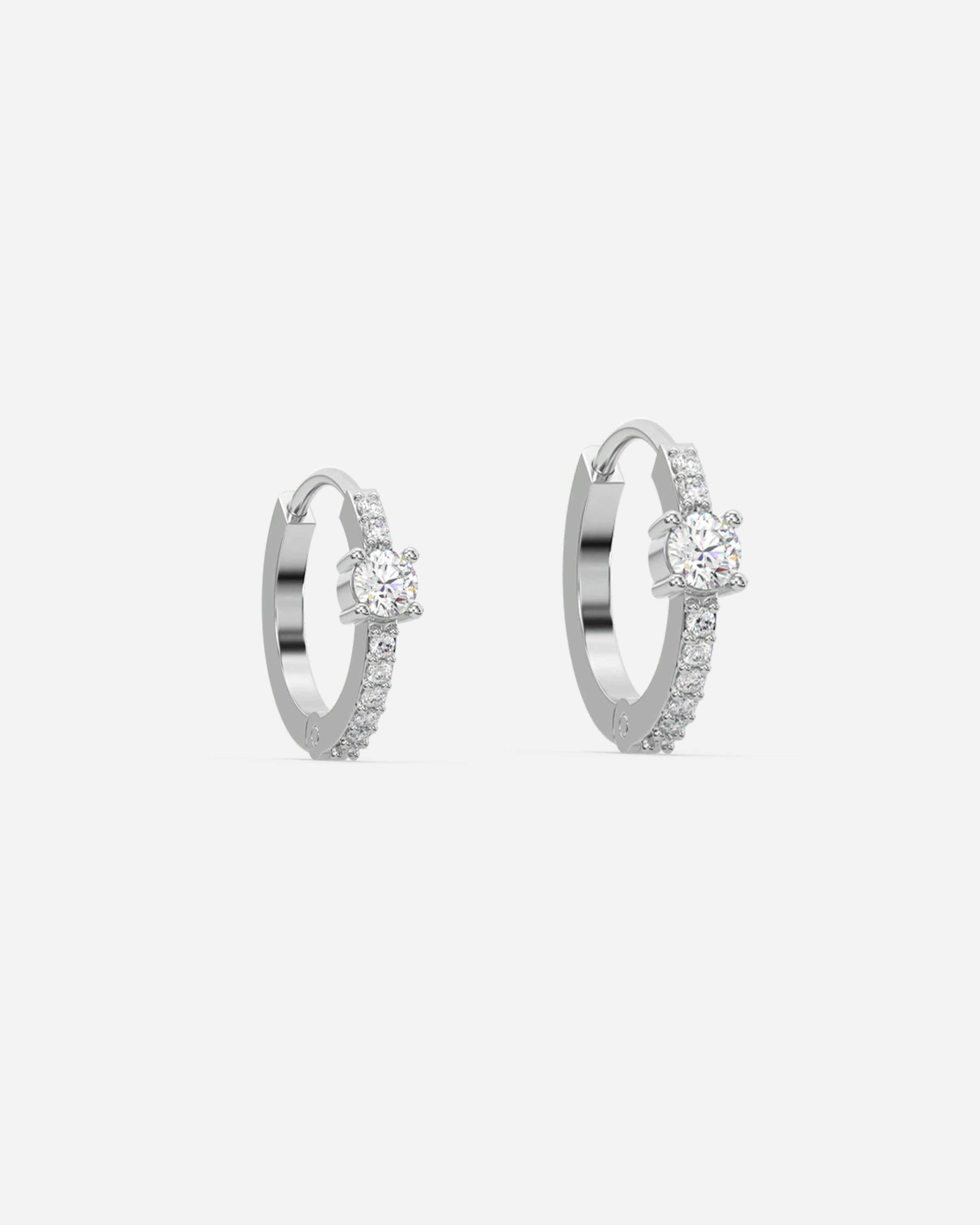 Solitaire Zirconia Hoop Earrings Multiple Sizes