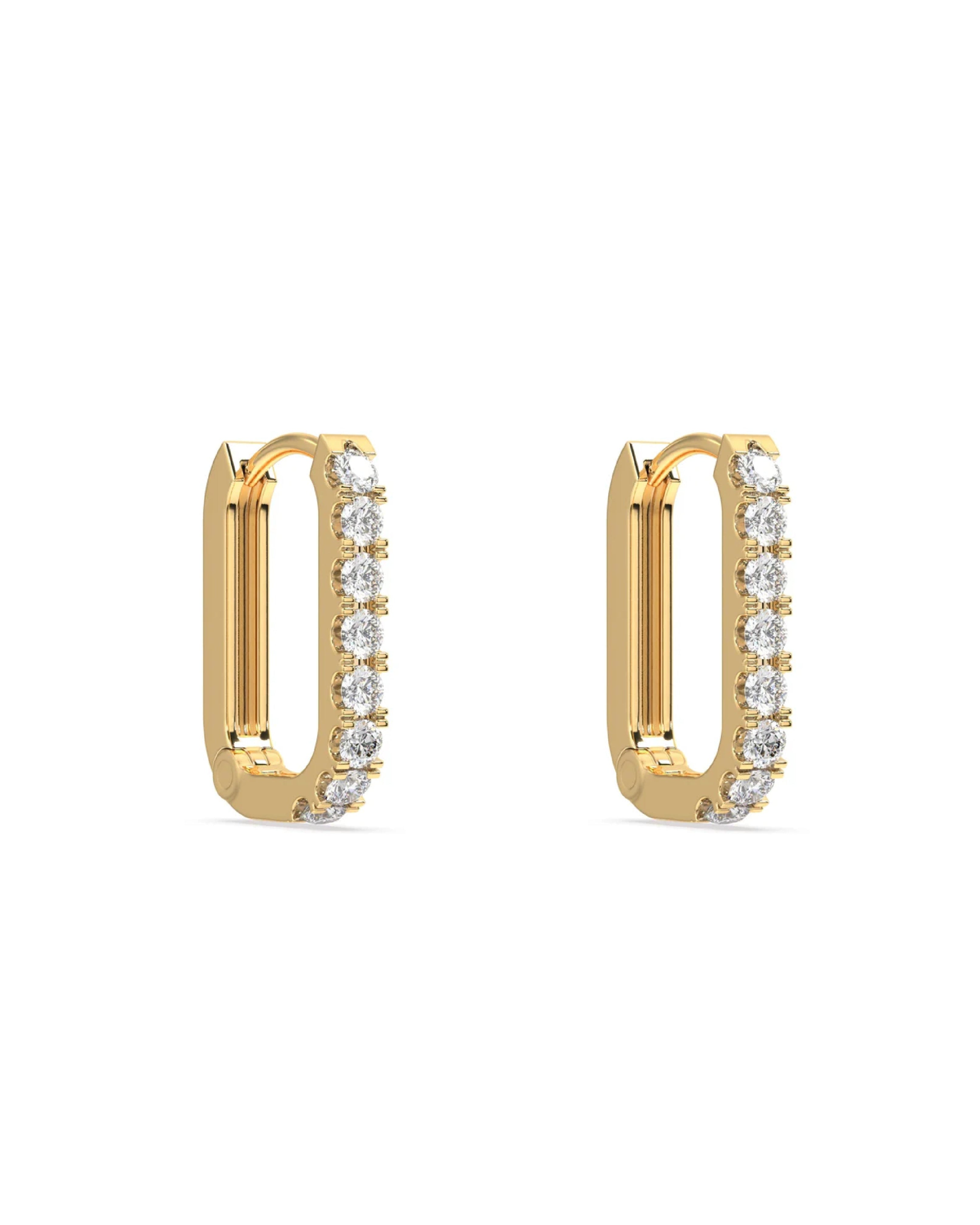 Statement Zirconia Square Hoop Earrings
