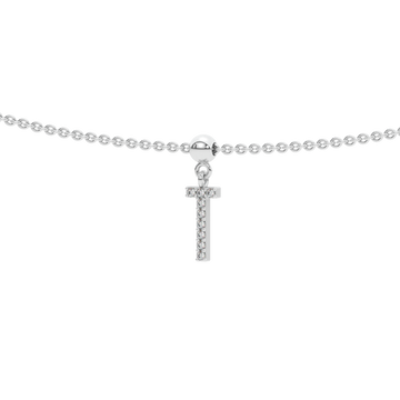 Letter "T" Bead Charm Necklace