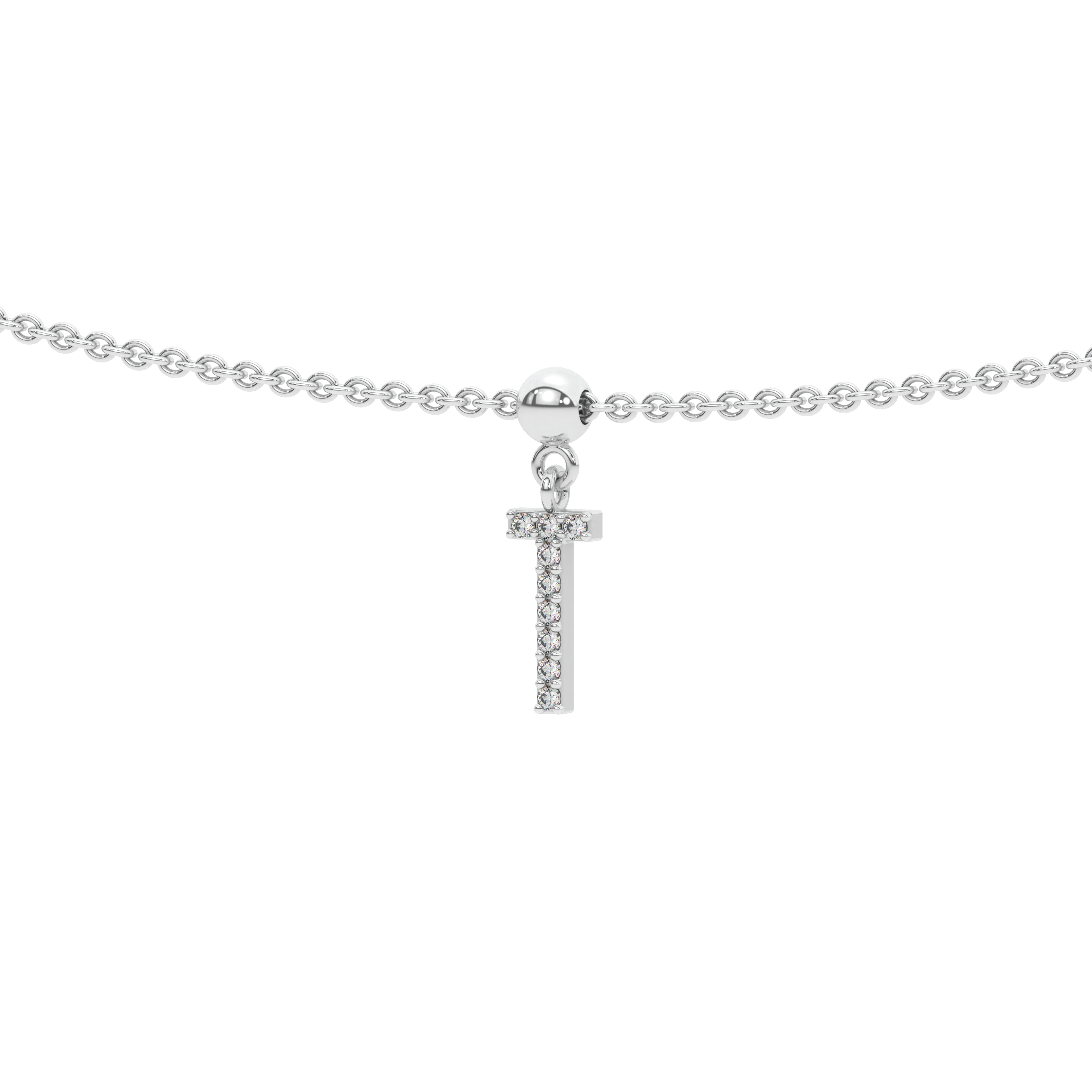 Letter "T" Bead Charm Necklace