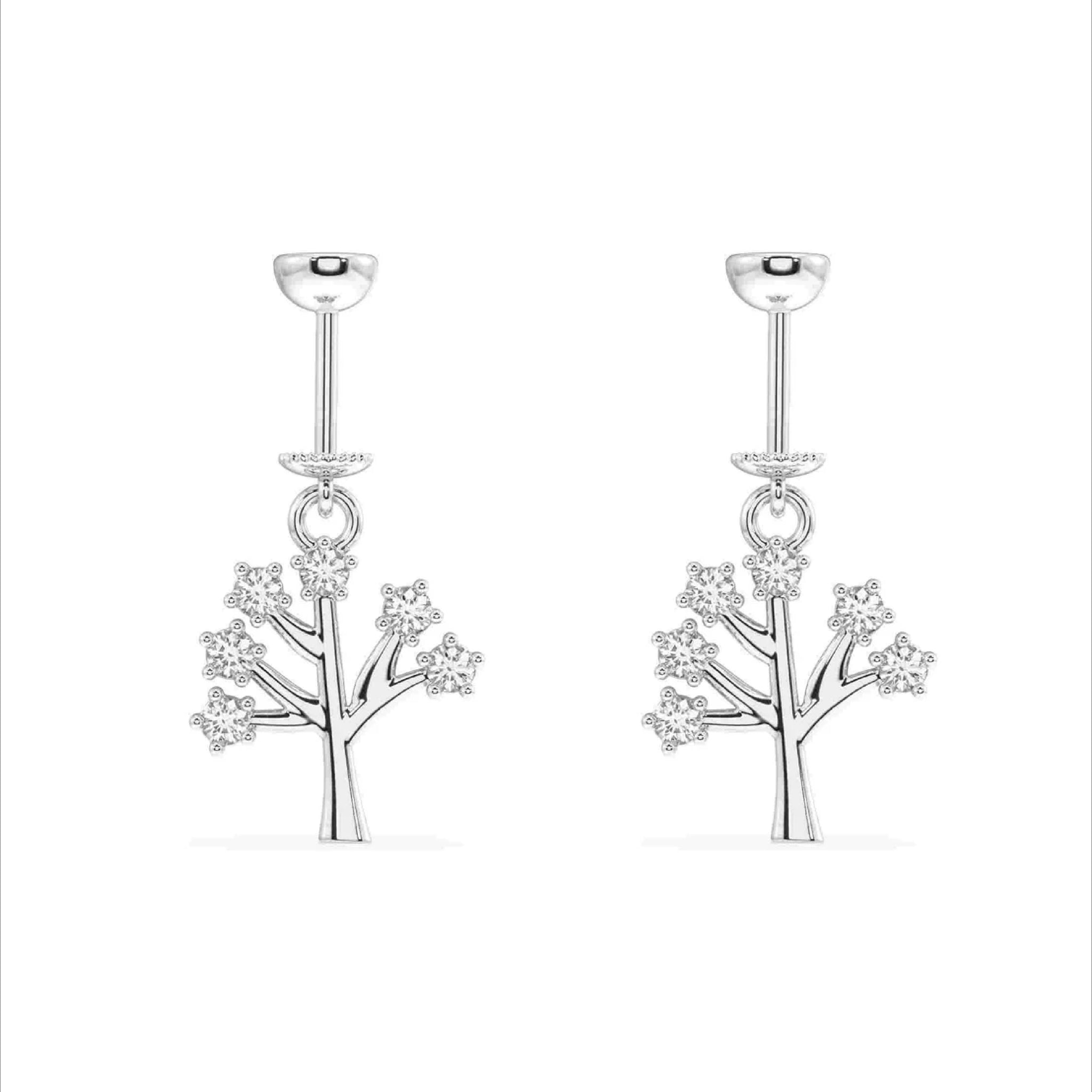 Tree Zircons Screw Helix Hanging Earrings