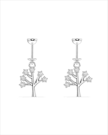 Tree Zircons Screw Helix Hanging Earrings